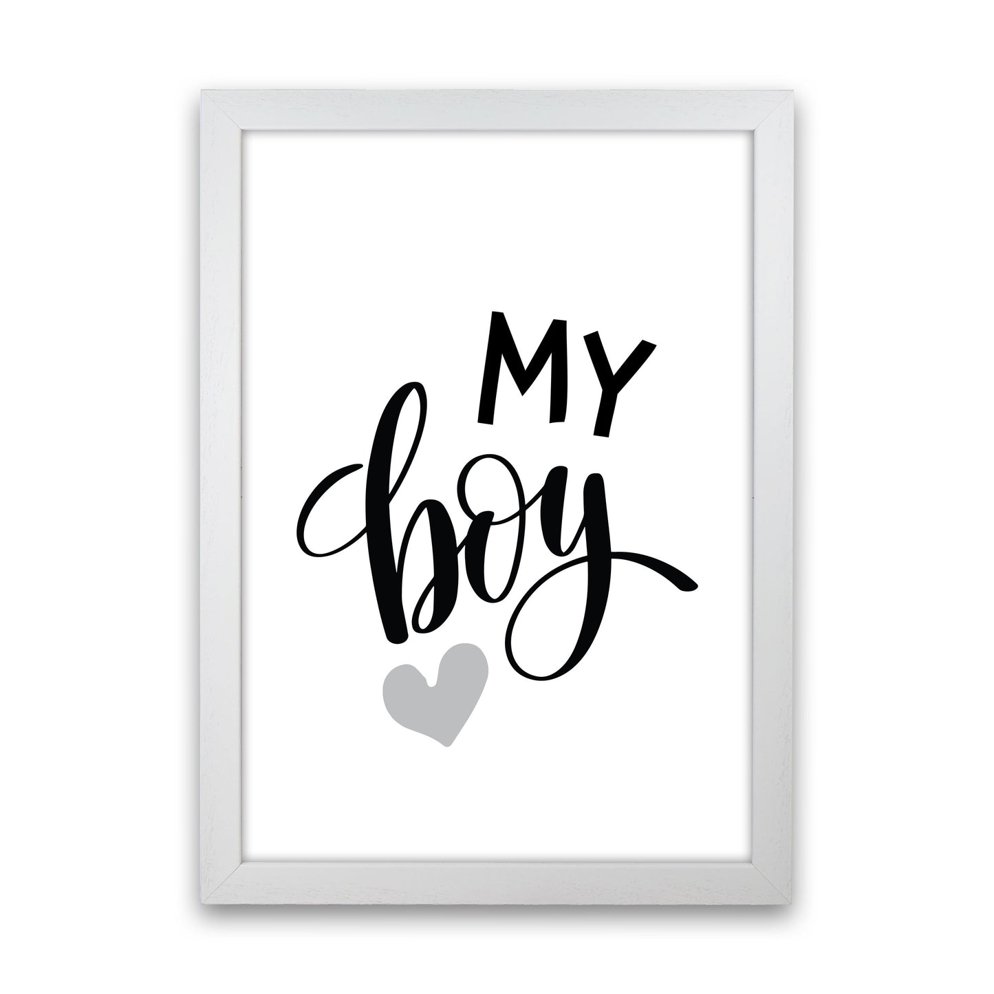 My Boy Black Framed Nursey Wall Art Print White Grain