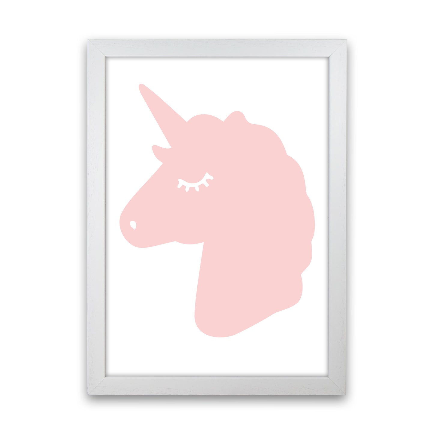 Pink Unicorn Head Modern Print Animal Art Print White Grain