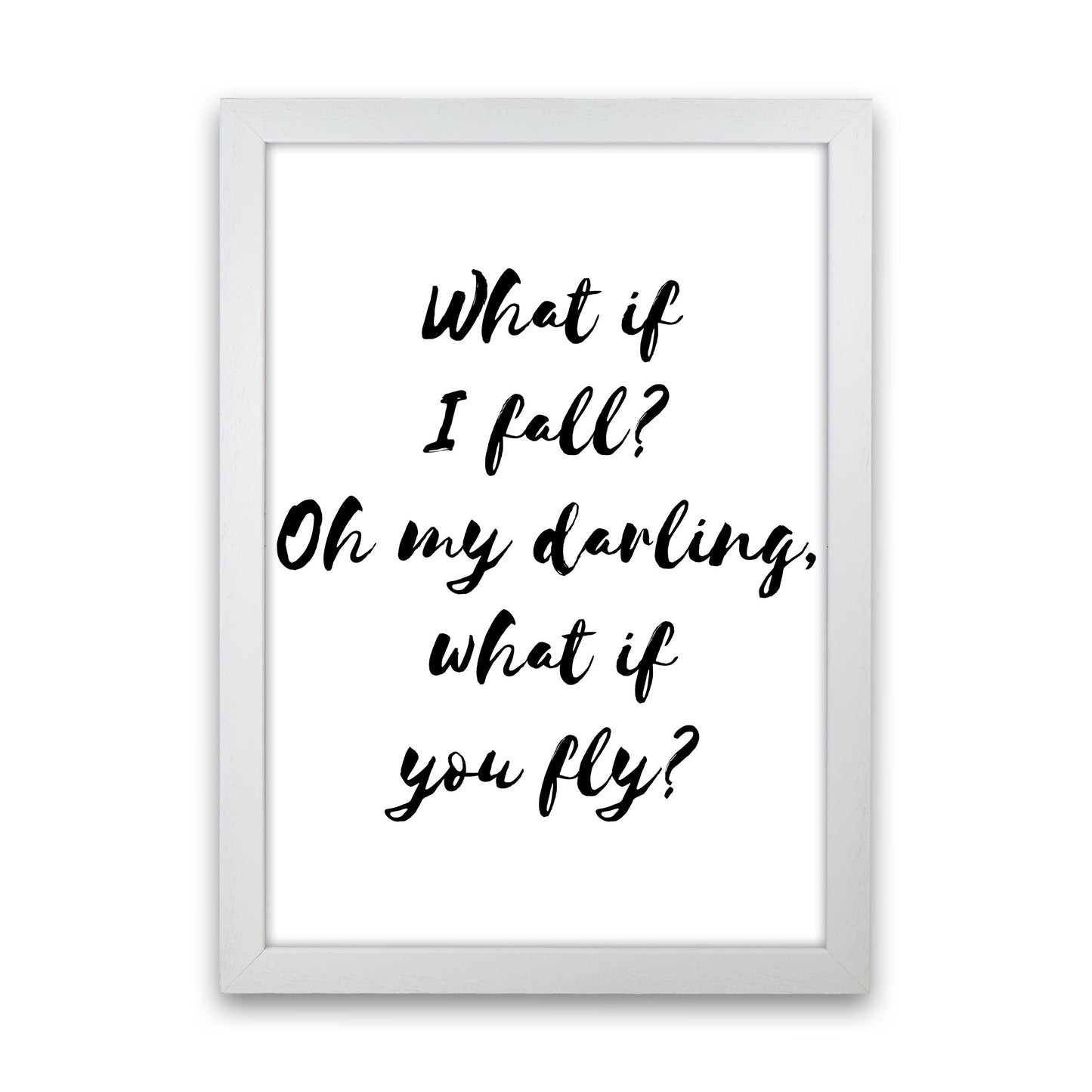 What If I Fall? Black Modern Print White Grain