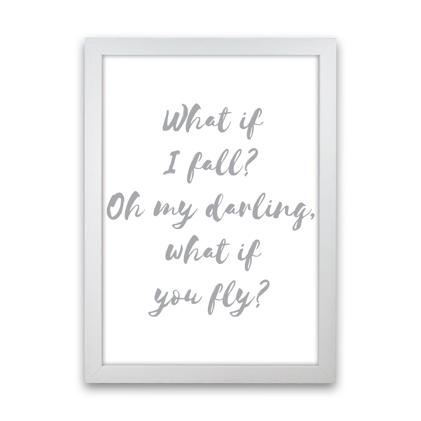 What If I Fall? Grey Modern Print White Grain