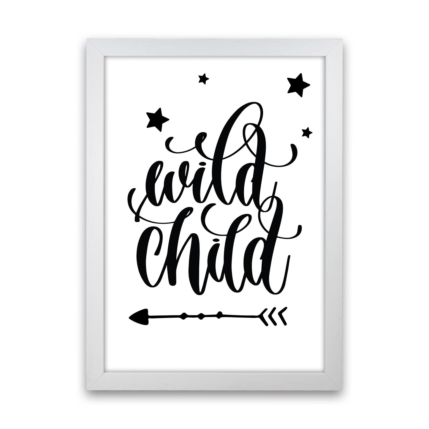 Wild Child Black Framed Nursey Wall Art Print White Grain