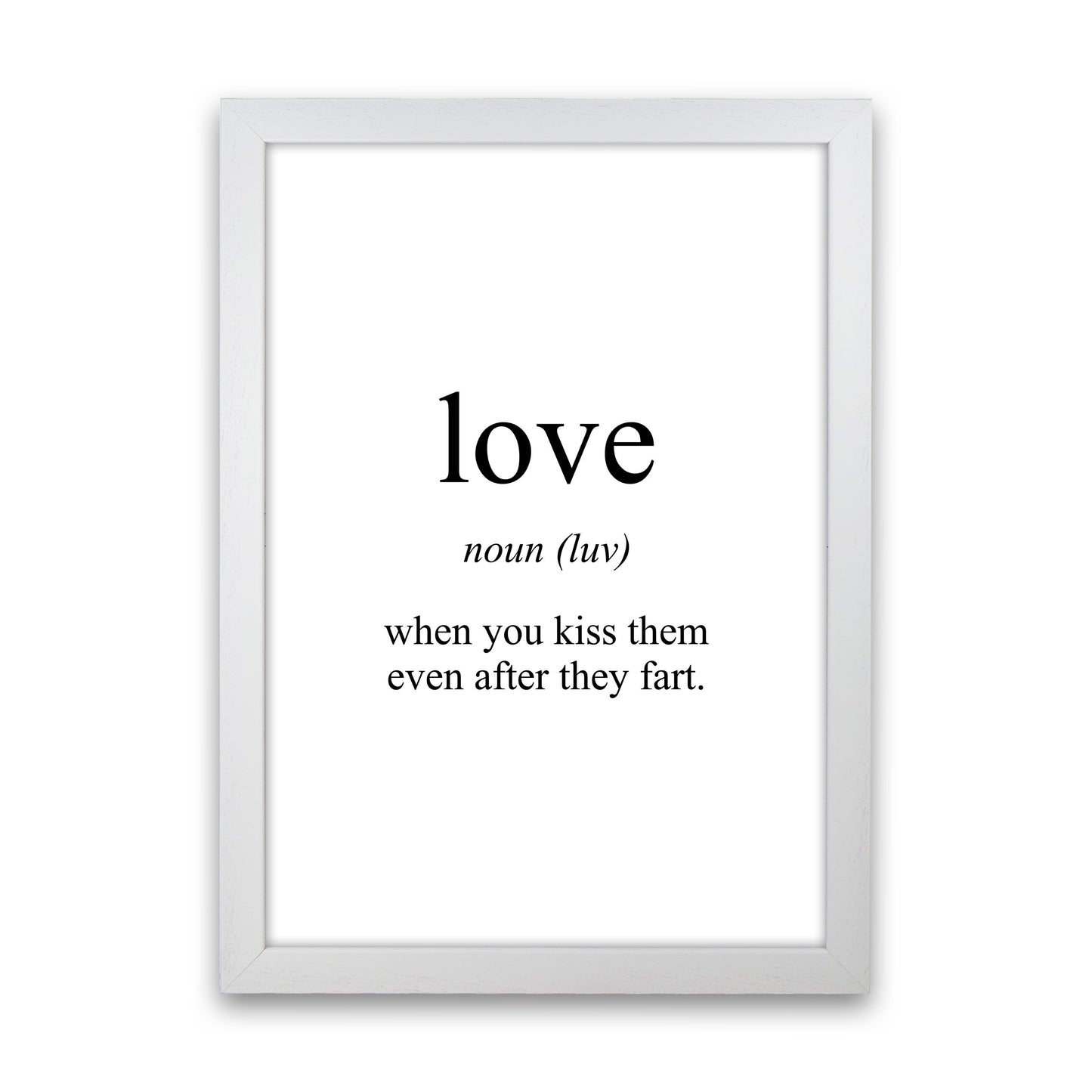 Love Framed Typography Wall Art Print White Grain