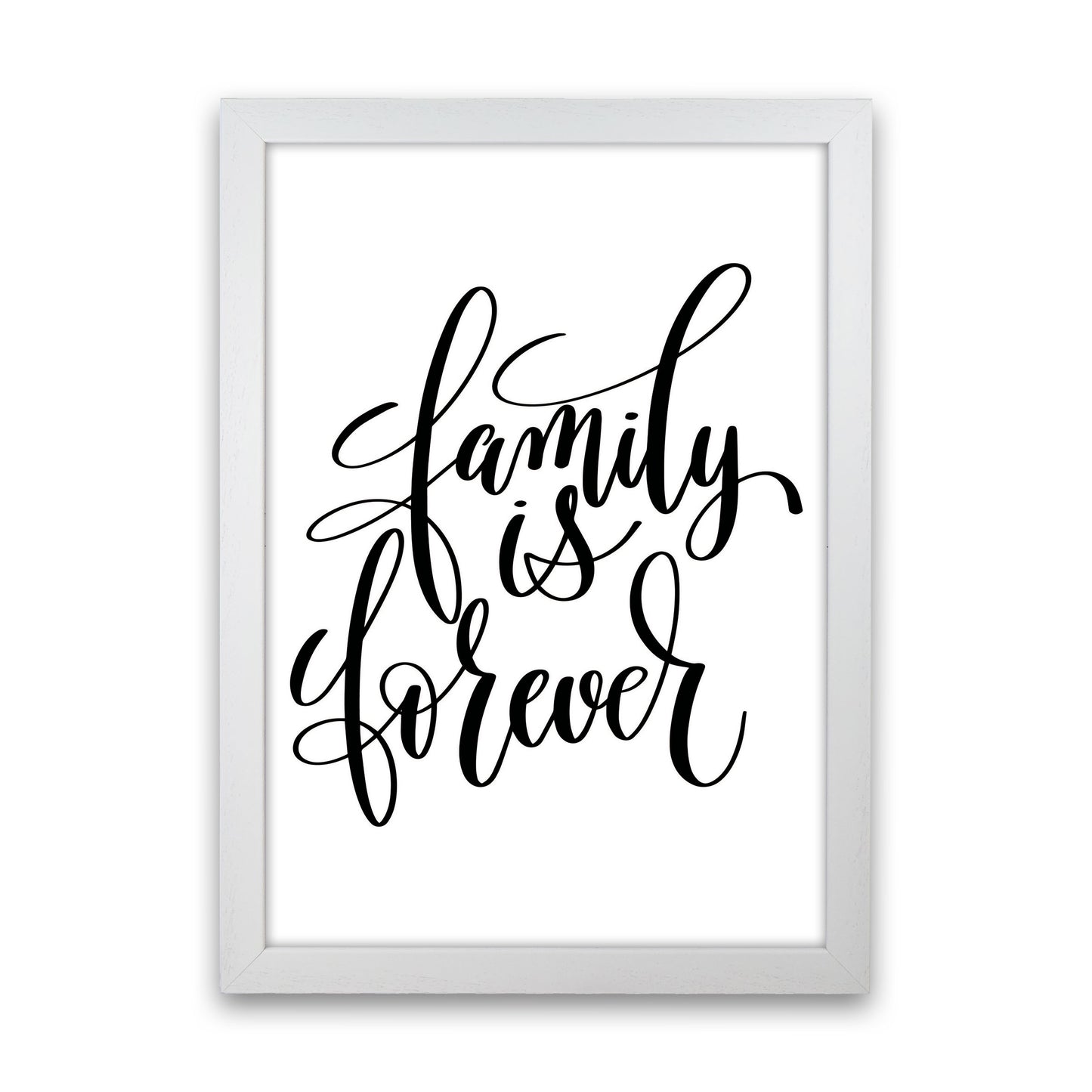 Family Is Forever Framed Typography Wall Art Print White Grain
