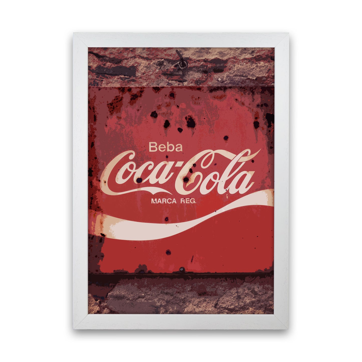Coca Cola Vintage Sign Modern Print White Grain