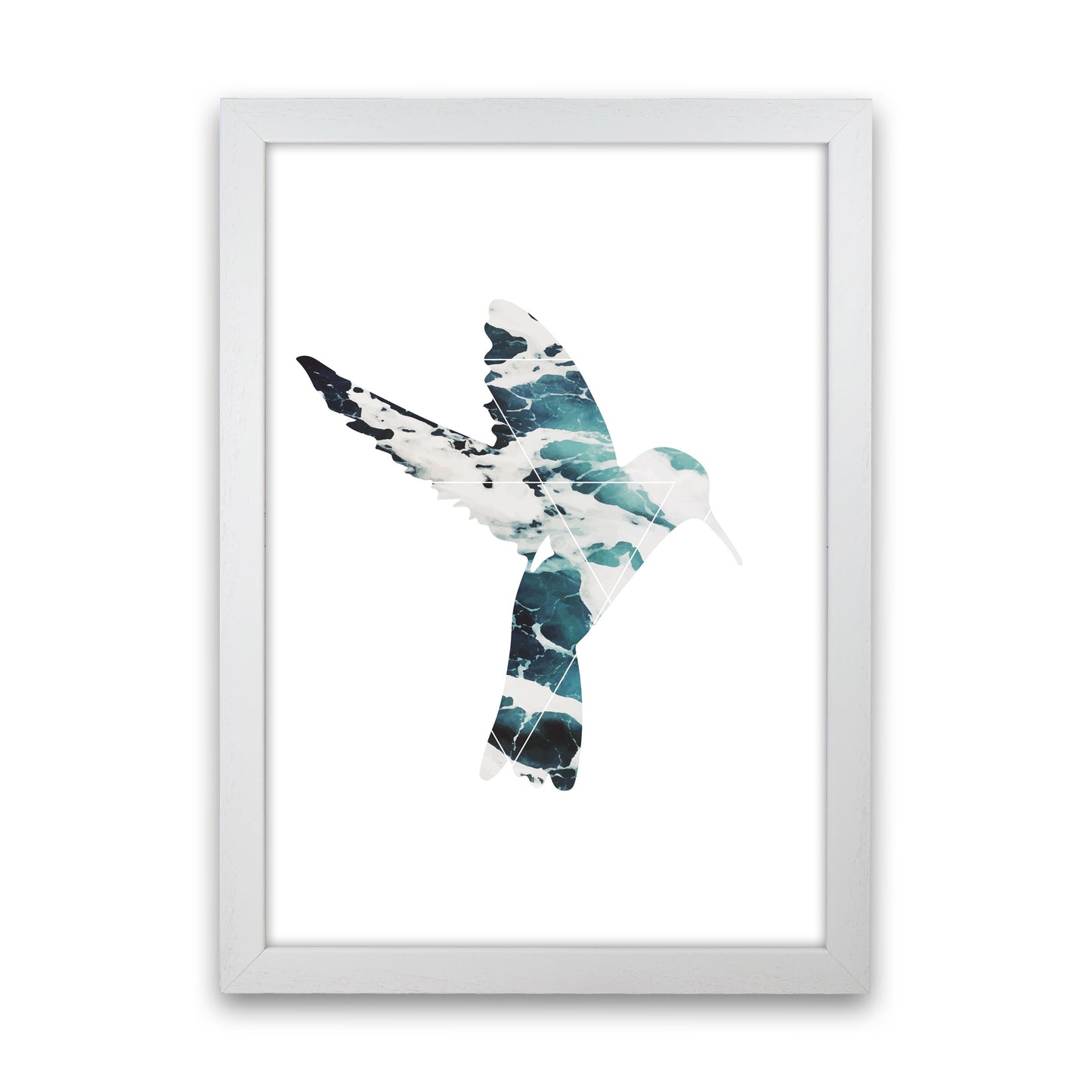 Blue Sea Bird Modern Print Animal Art Print White Grain