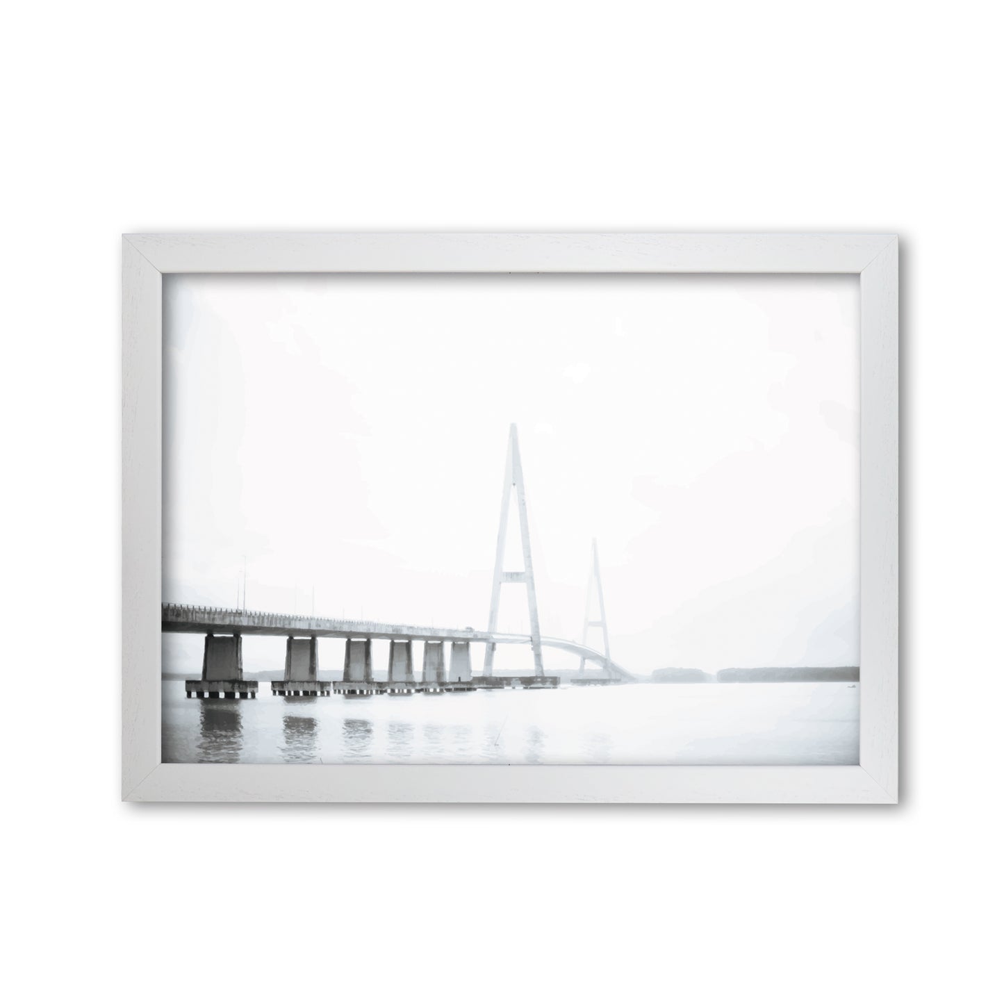 Minimal Grey Bridge Modern Print White Grain