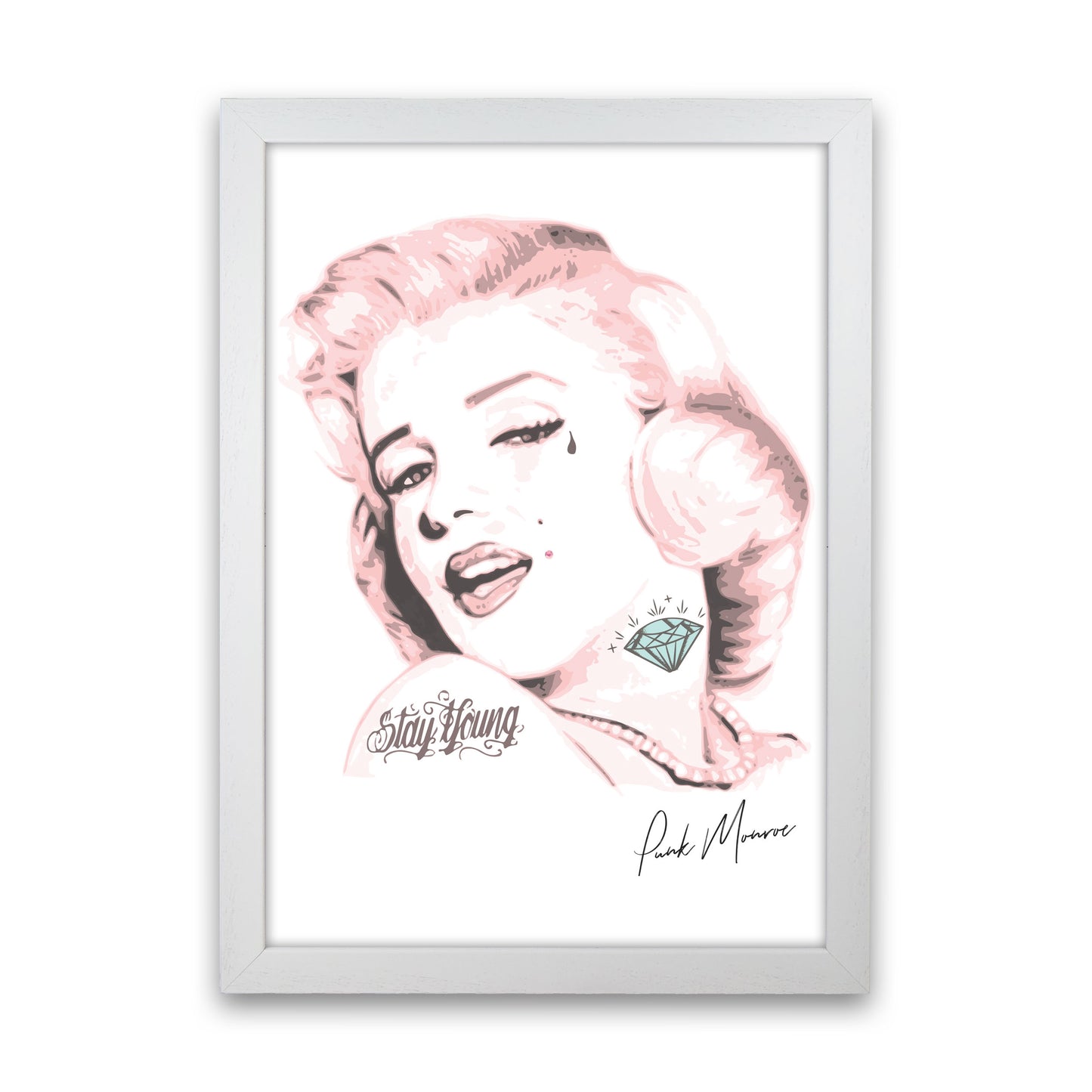 Pink Punk Monroe Modern Print White Grain