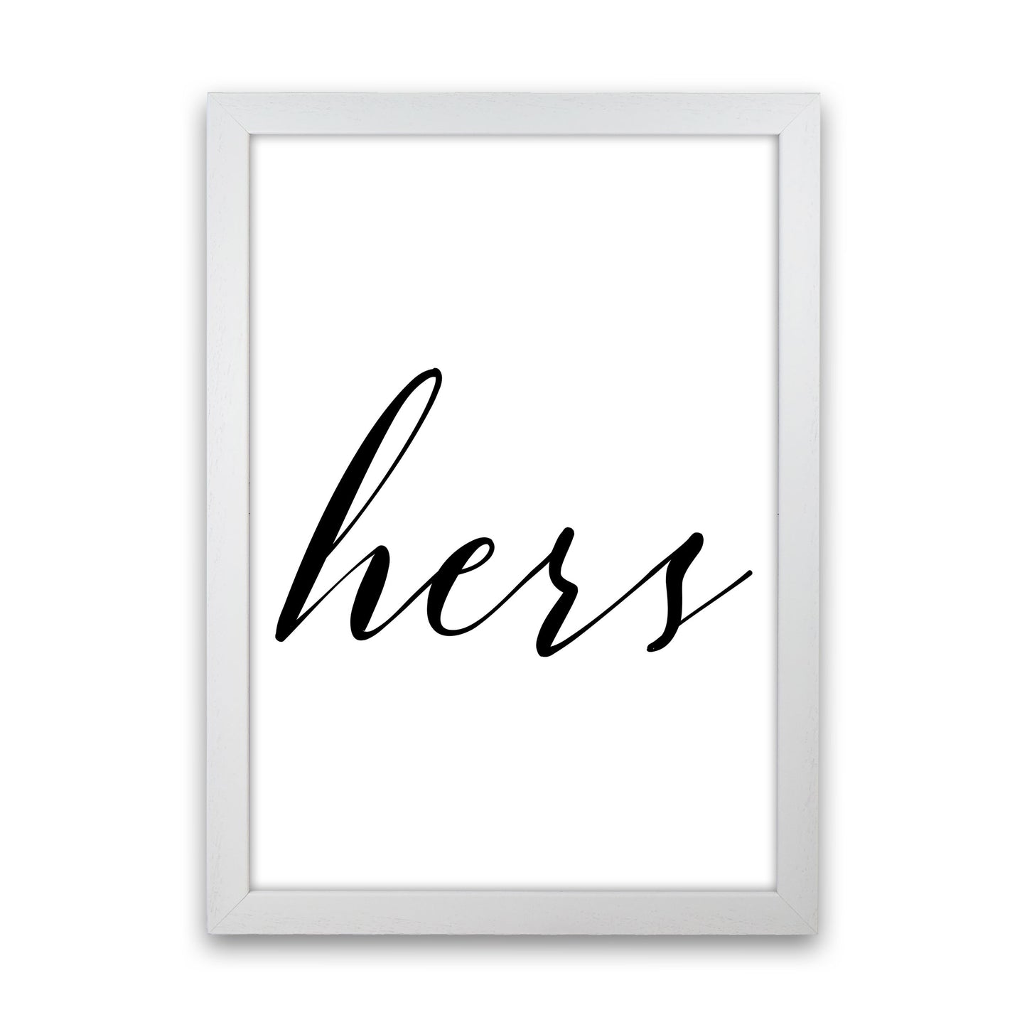 Hers Framed Typography Wall Art Print White Grain