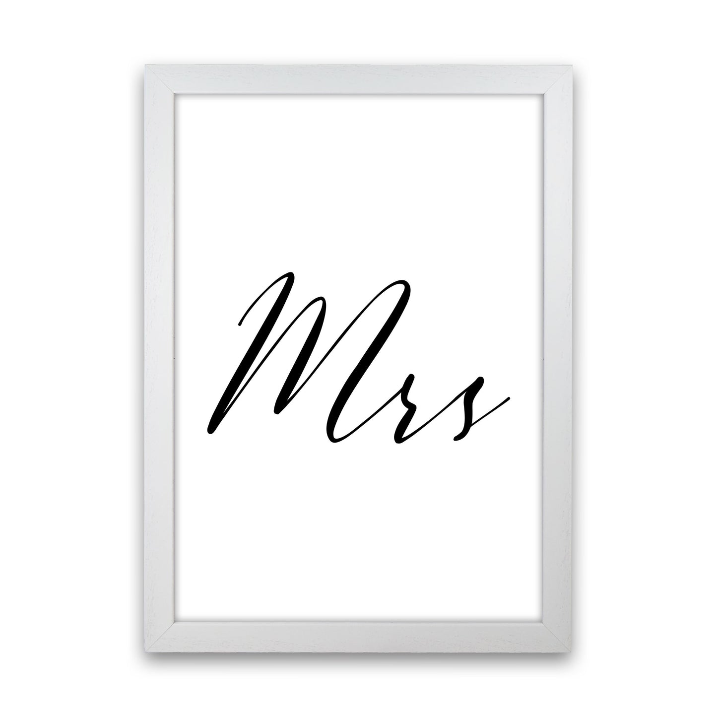Mrs Framed Typography Wall Art Print White Grain