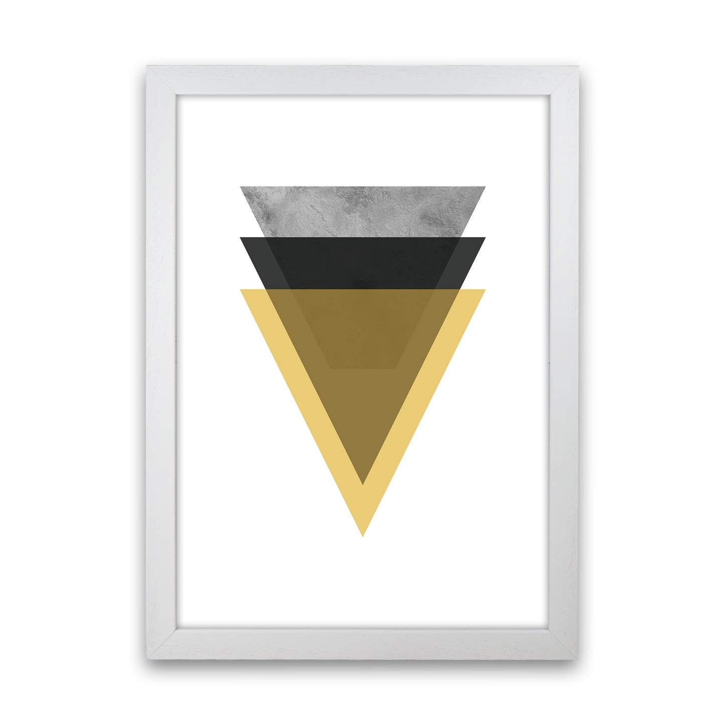 Geometric Mustard And Black Triangles Art Print by Pixy Paper White Grain
