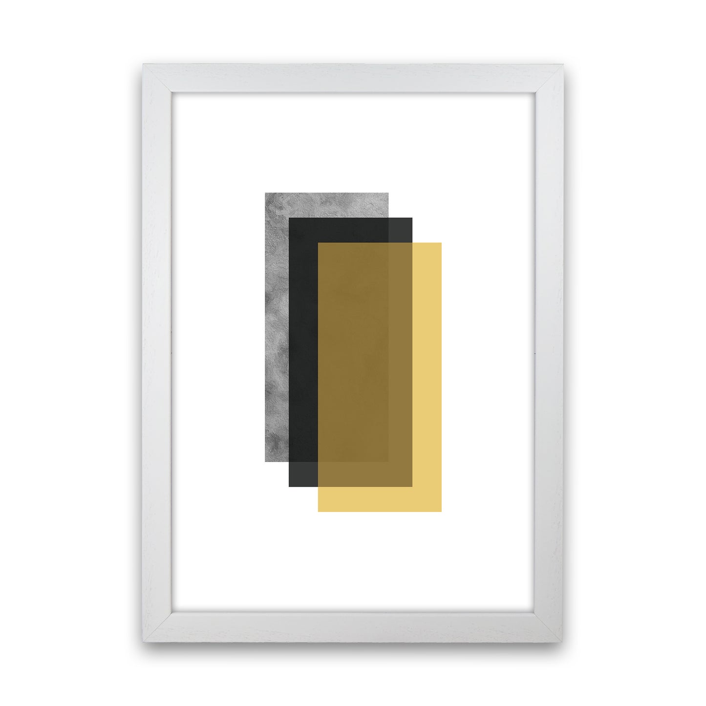 Geometric Mustard And Black Rectangles Art Print by Pixy Paper White Grain