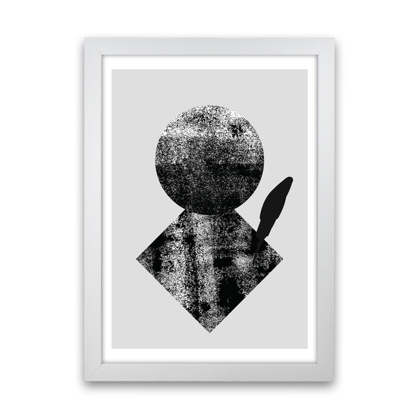 Graffiti Black And Grey Circle Leaf Art Print by Pixy Paper White Grain