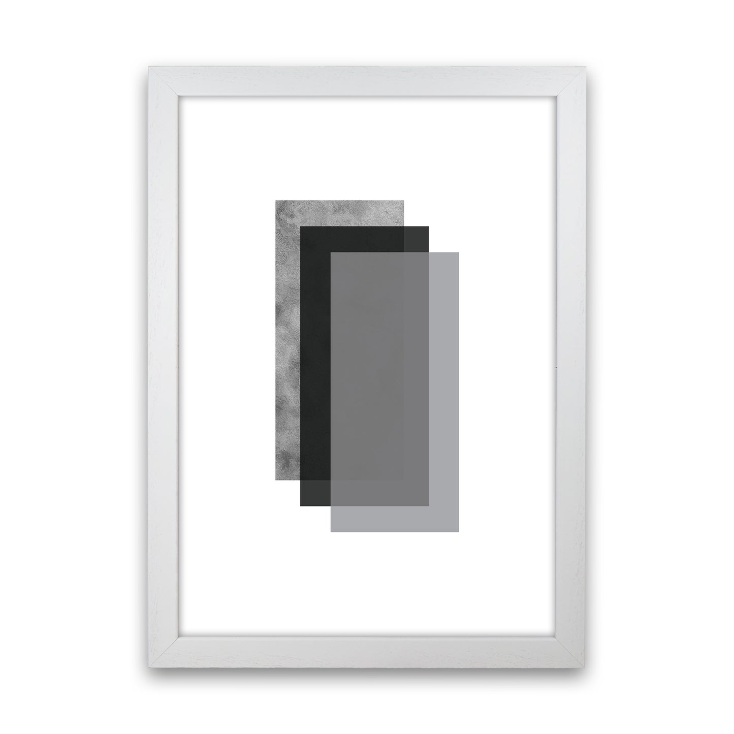 Geometric Grey And Black Rectangles Art Print by Pixy Paper White Grain
