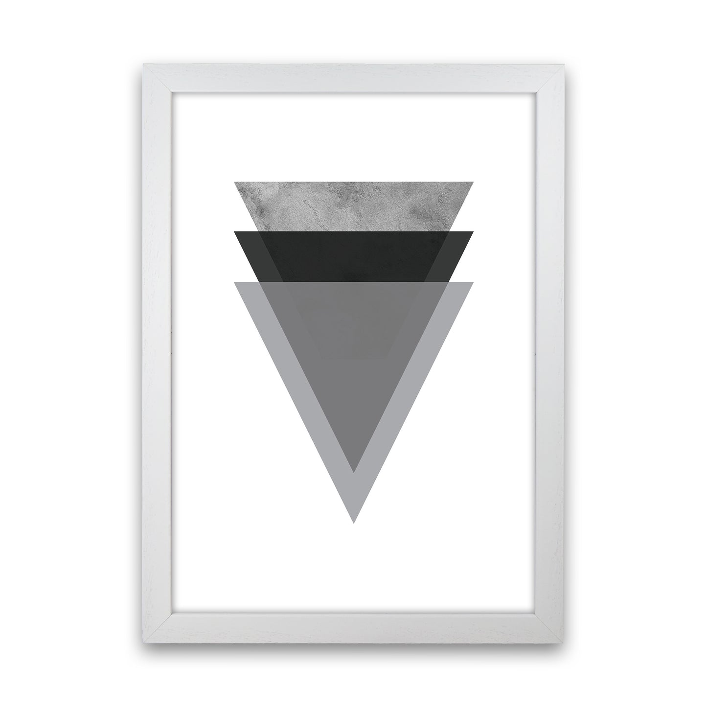 Geometric Grey And Black Triangles Art Print by Pixy Paper White Grain
