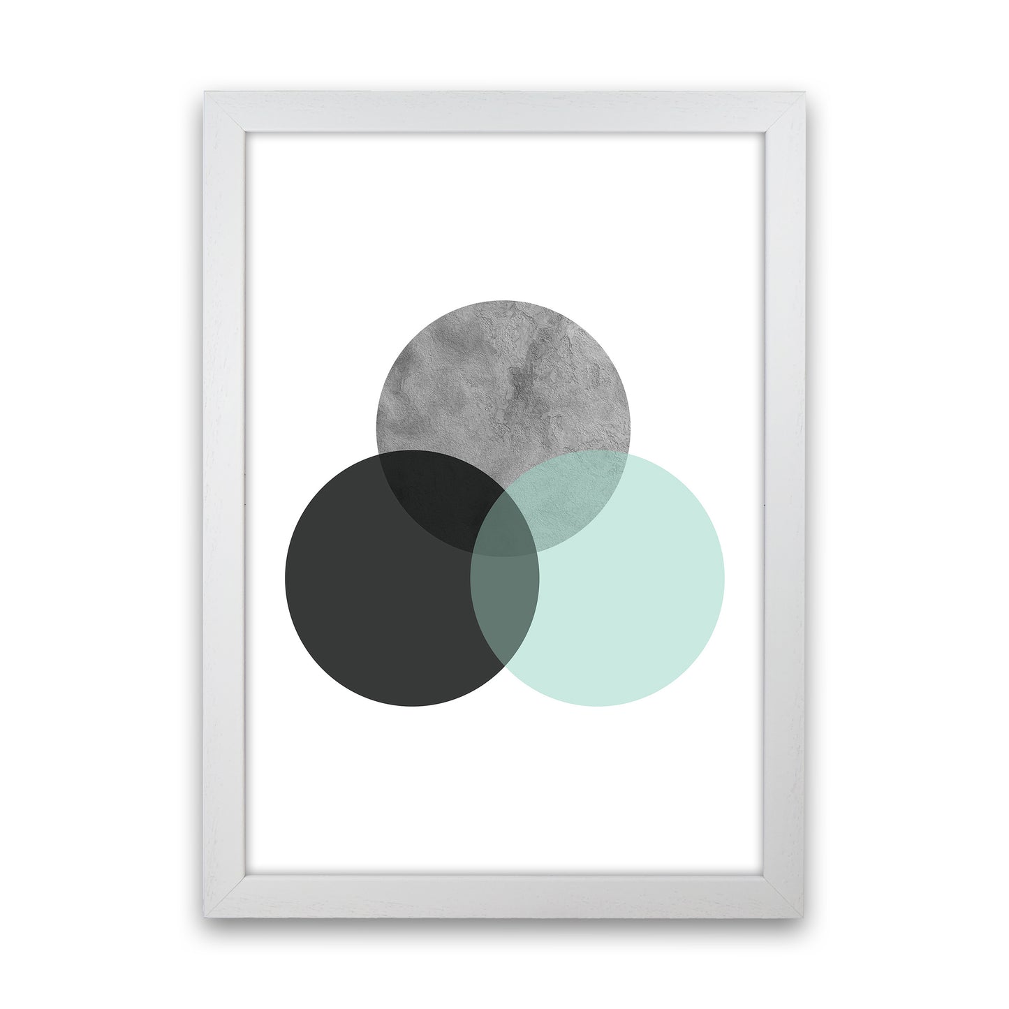 Geometric Mint And Black Circles Art Print by Pixy Paper White Grain
