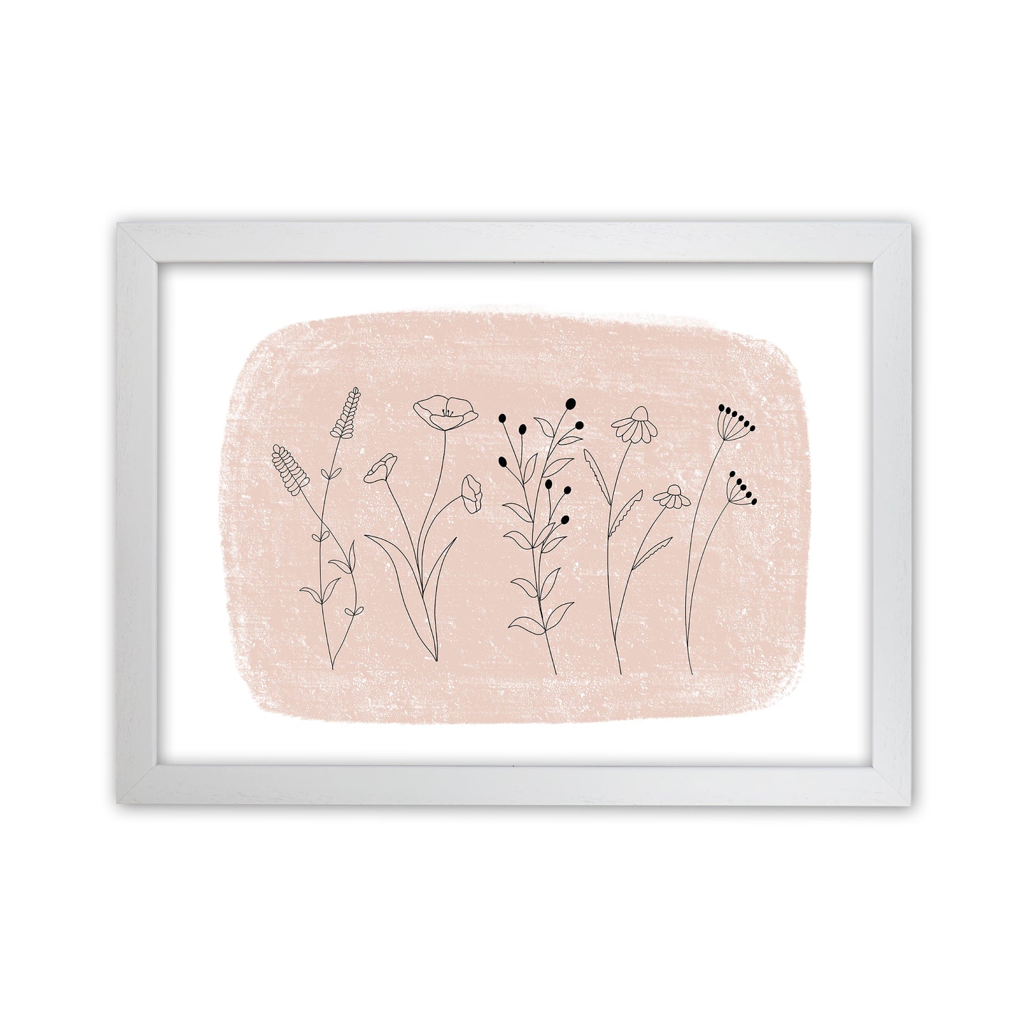 Dalia Chalk Landscape Floral Art Print by Pixy Paper White Grain