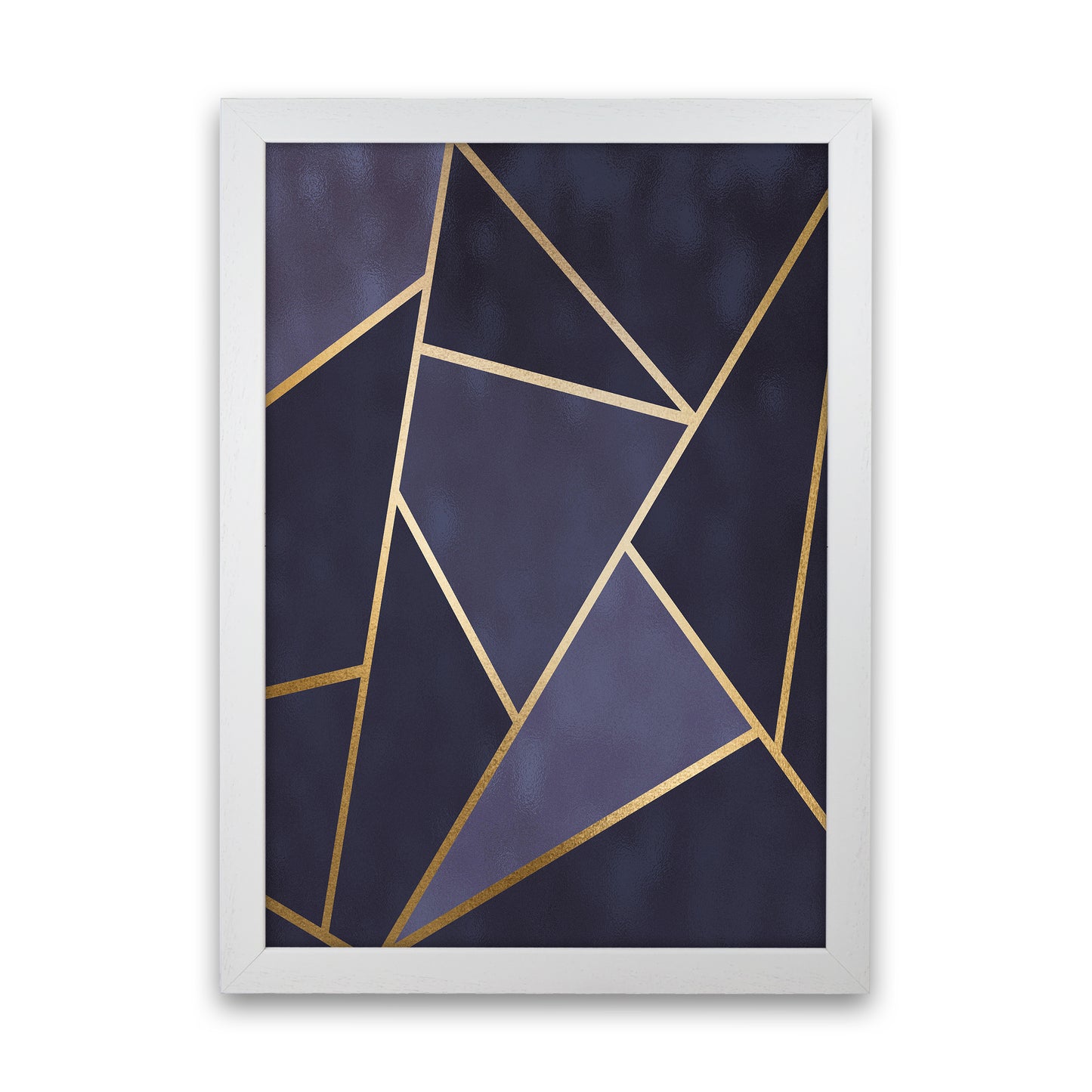 Lux Navy And Gold Geo Print Art Print by Pixy Paper White Grain