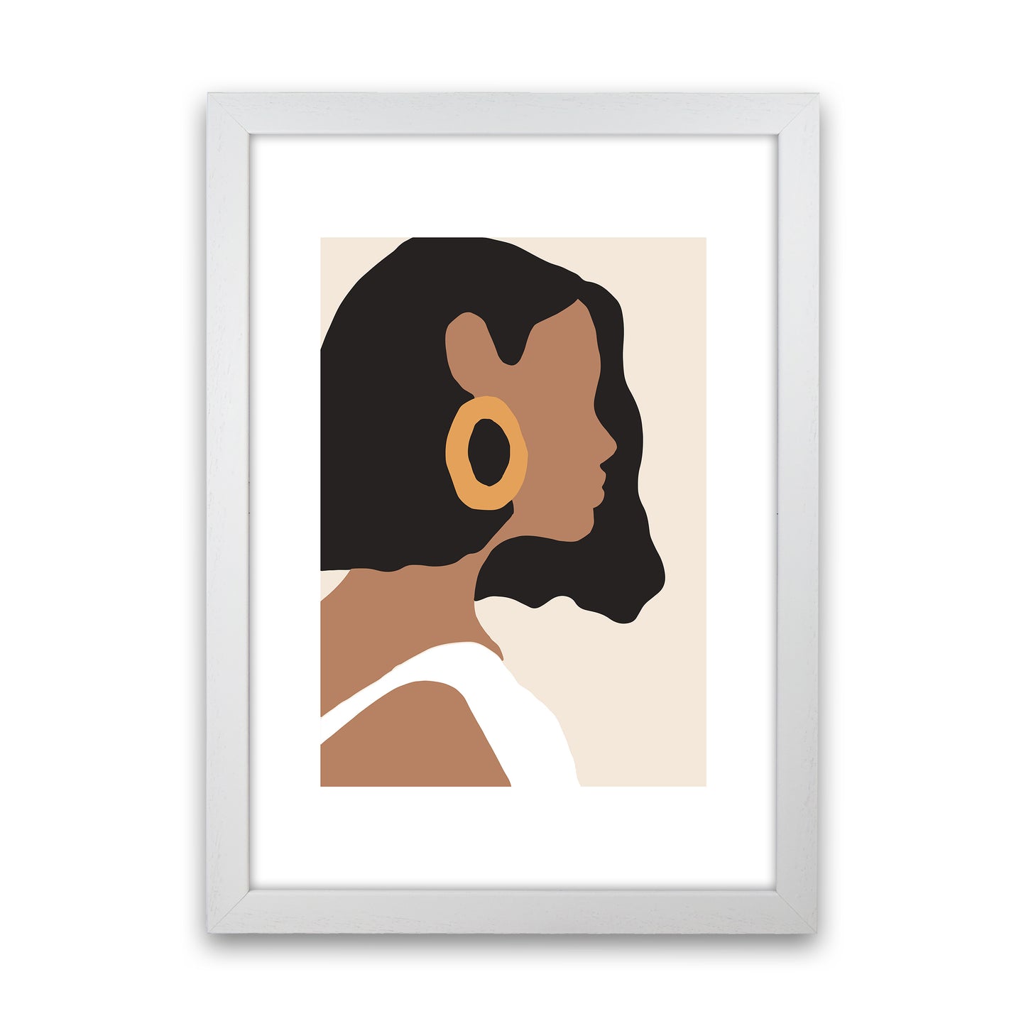 Mica Girl With Earring N6 Art Print by Pixy Paper White Grain