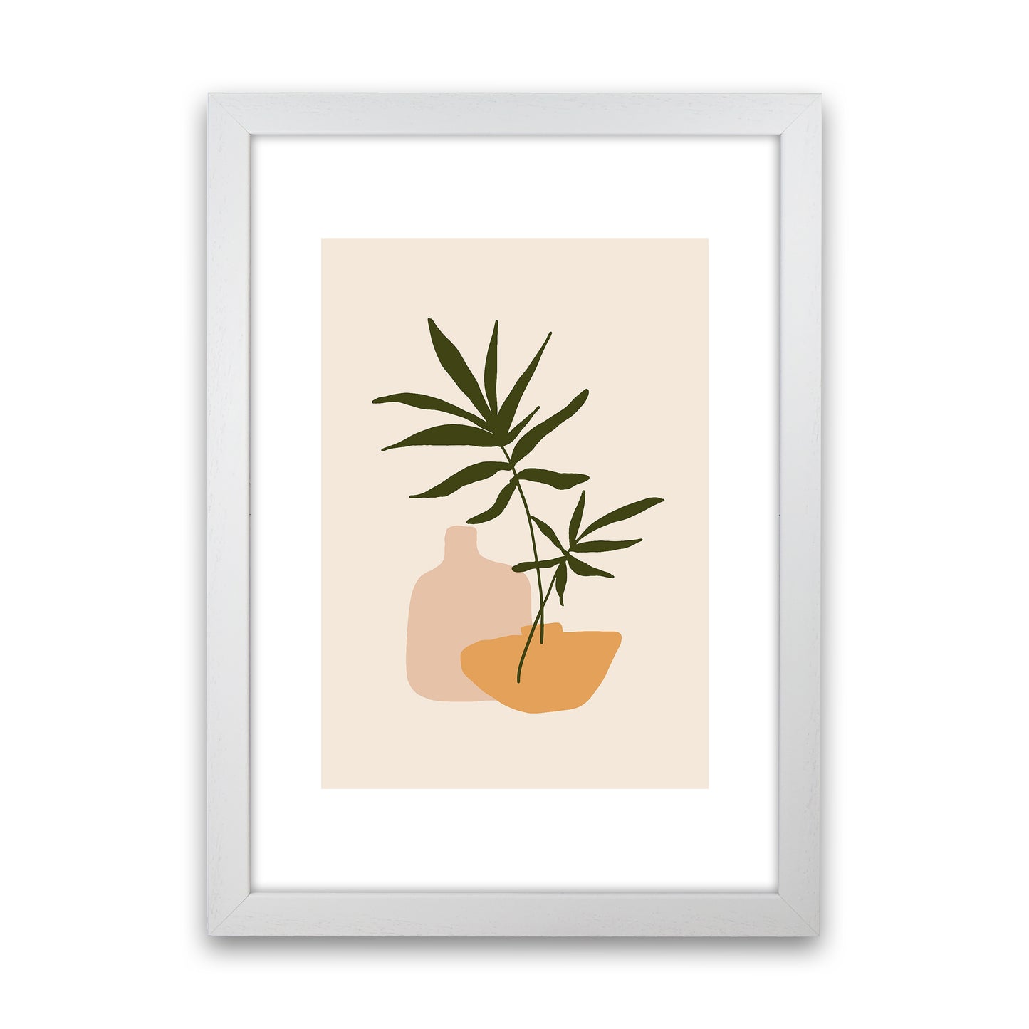 Mica Plant Pots Beige N1 Art Print by Pixy Paper White Grain