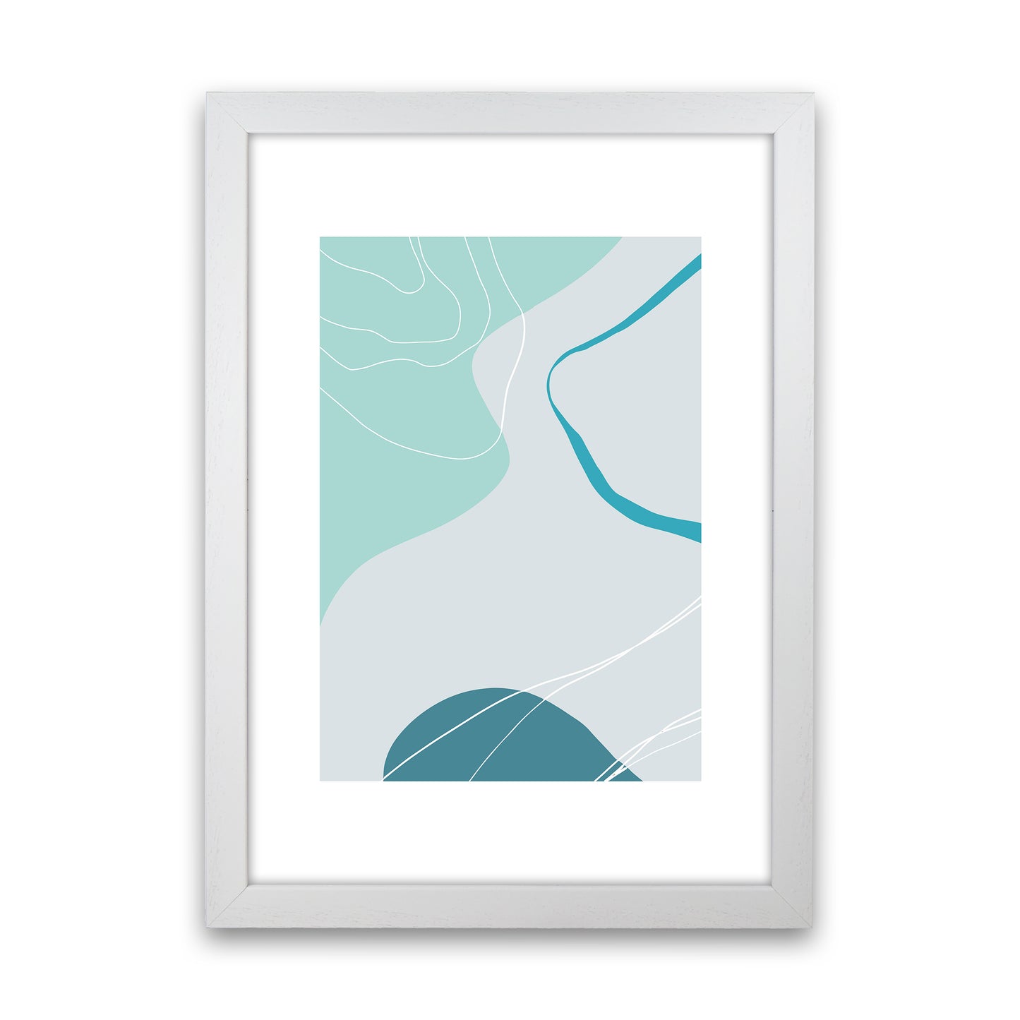 Mita Teal Abstract N17 Art Print by Pixy Paper White Grain