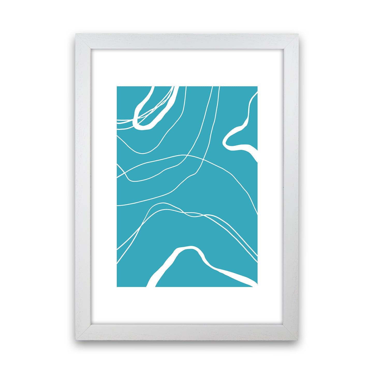Mita Teal Swirls N13 Art Print by Pixy Paper White Grain