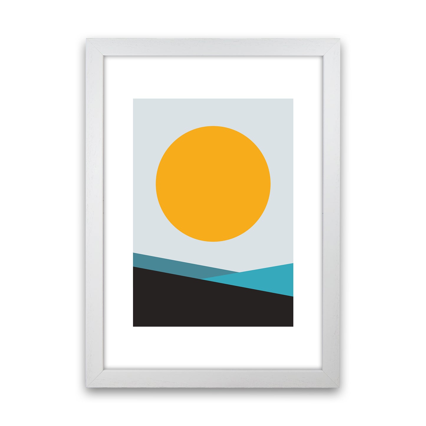 Mita Teal Big Sun N6 Art Print by Pixy Paper White Grain