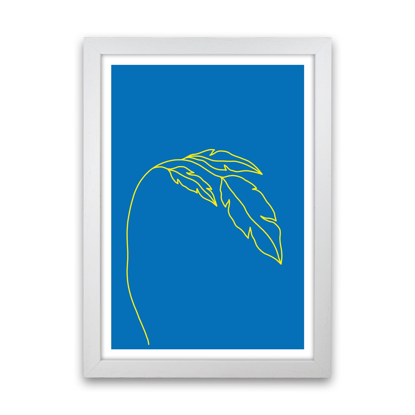 Plant Blue Neon Funk Art Print by Pixy Paper White Grain