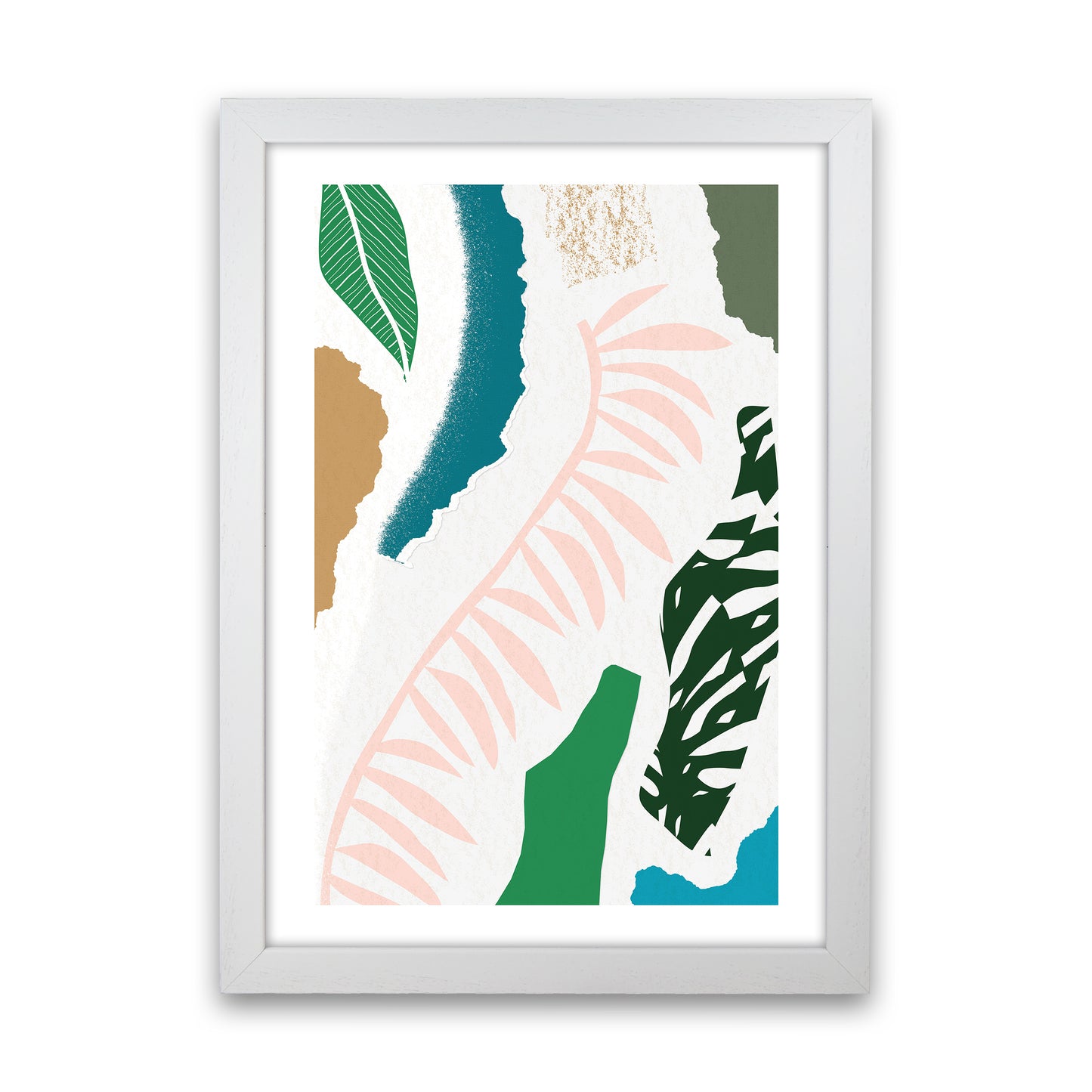 Pink Leaf Jungle Abstract Art Print by Pixy Paper White Grain
