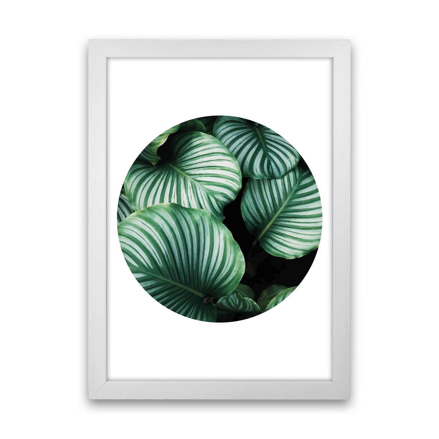 Green Leaf Circle Window Art Print by Pixy Paper White Grain