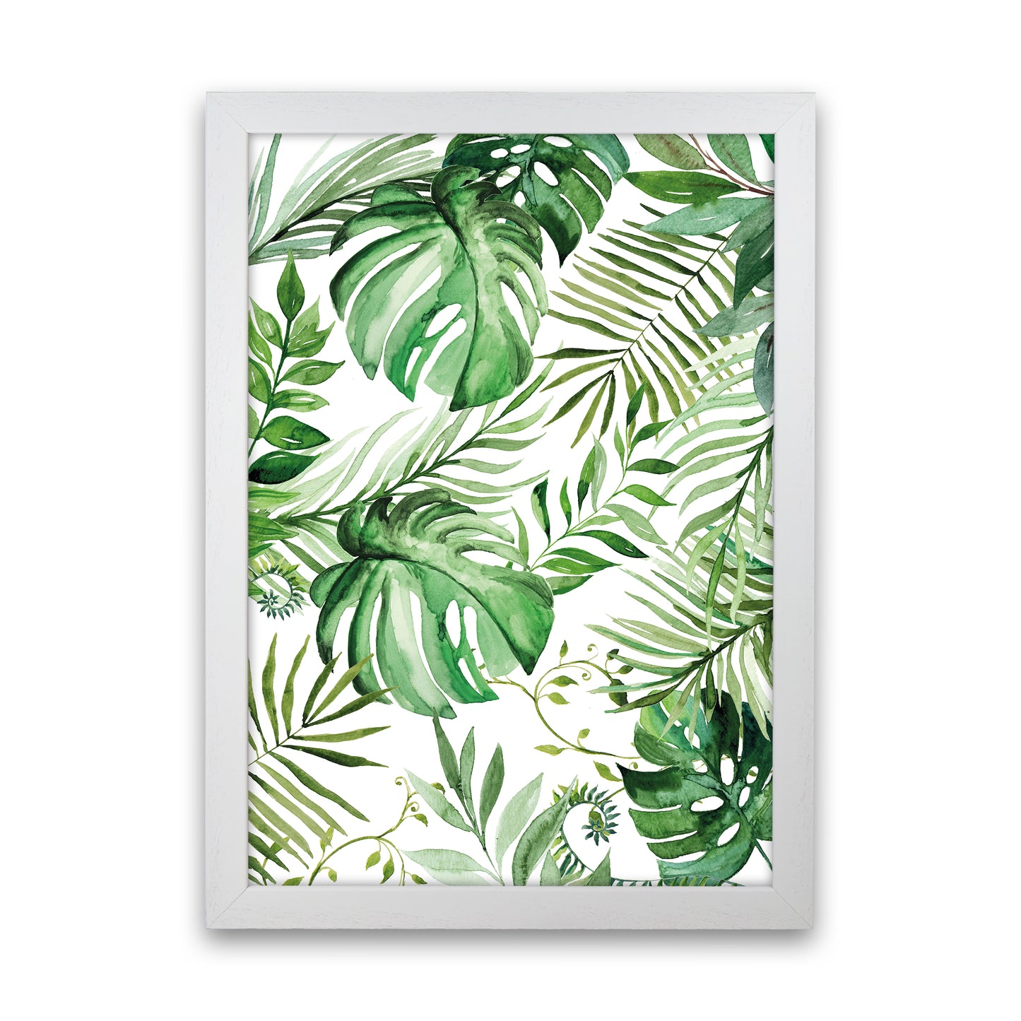 Full Page Leaves Exotic Art Print by Pixy Paper White Grain