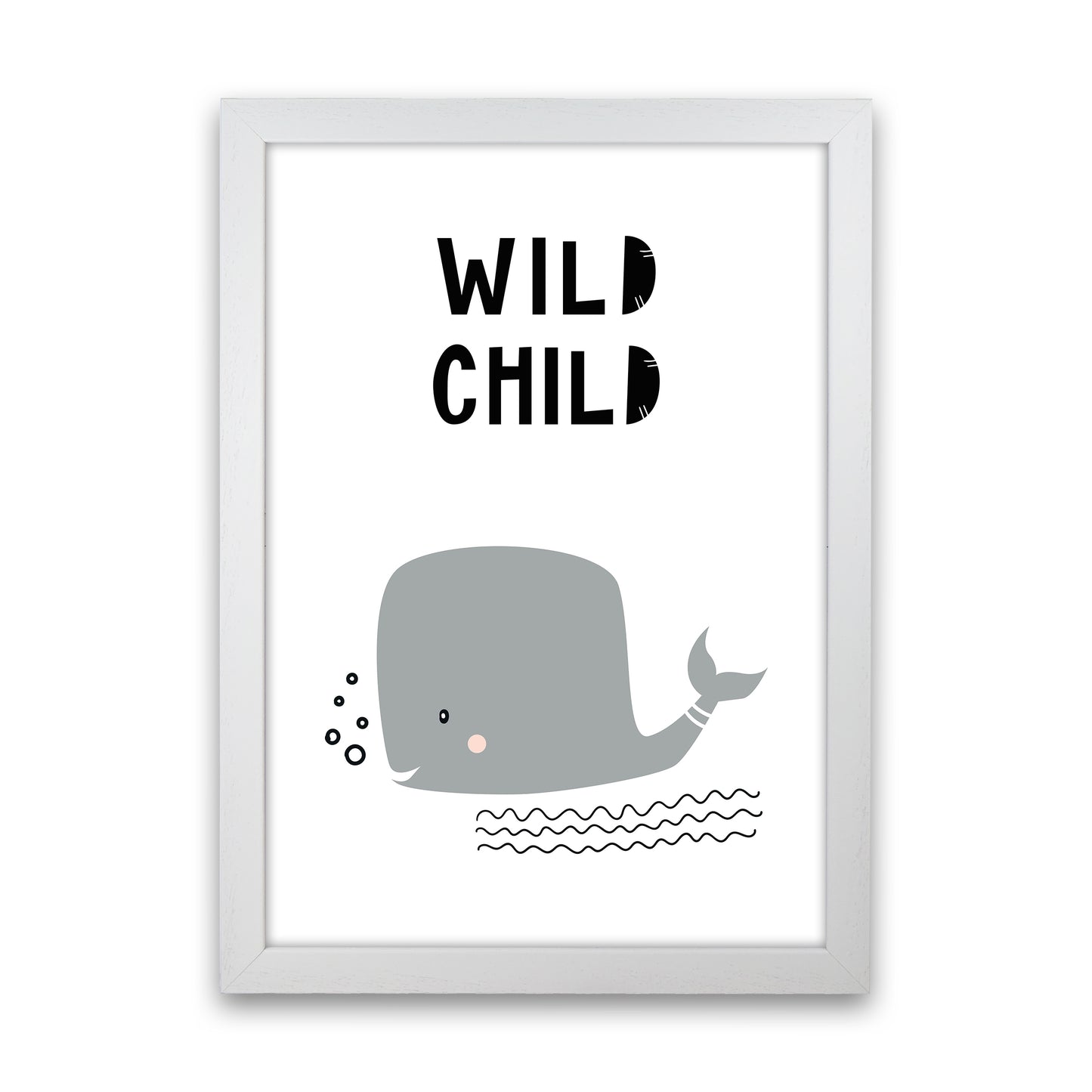 Wild Child Whale Animal Art Print by Pixy Paper White Grain