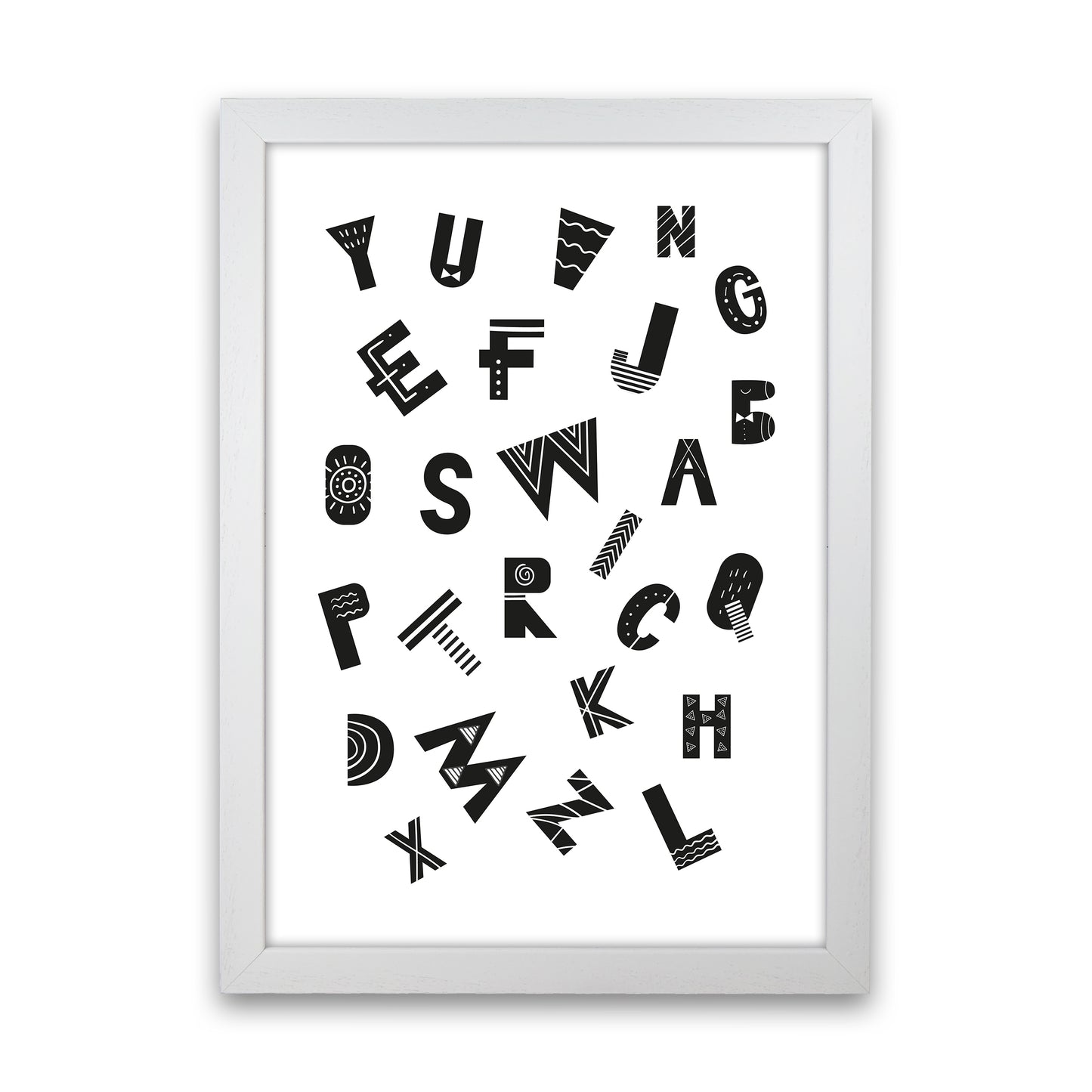 Jumbled Alphabet Art Print by Pixy Paper White Grain