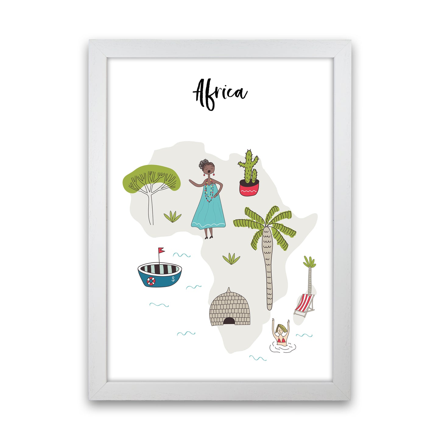 Africa Map Art Print by Pixy Paper White Grain
