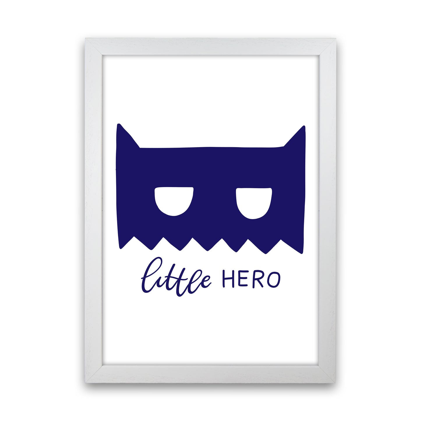 Little Hero Mask Navy Super Scandi Art Print by Pixy Paper White Grain