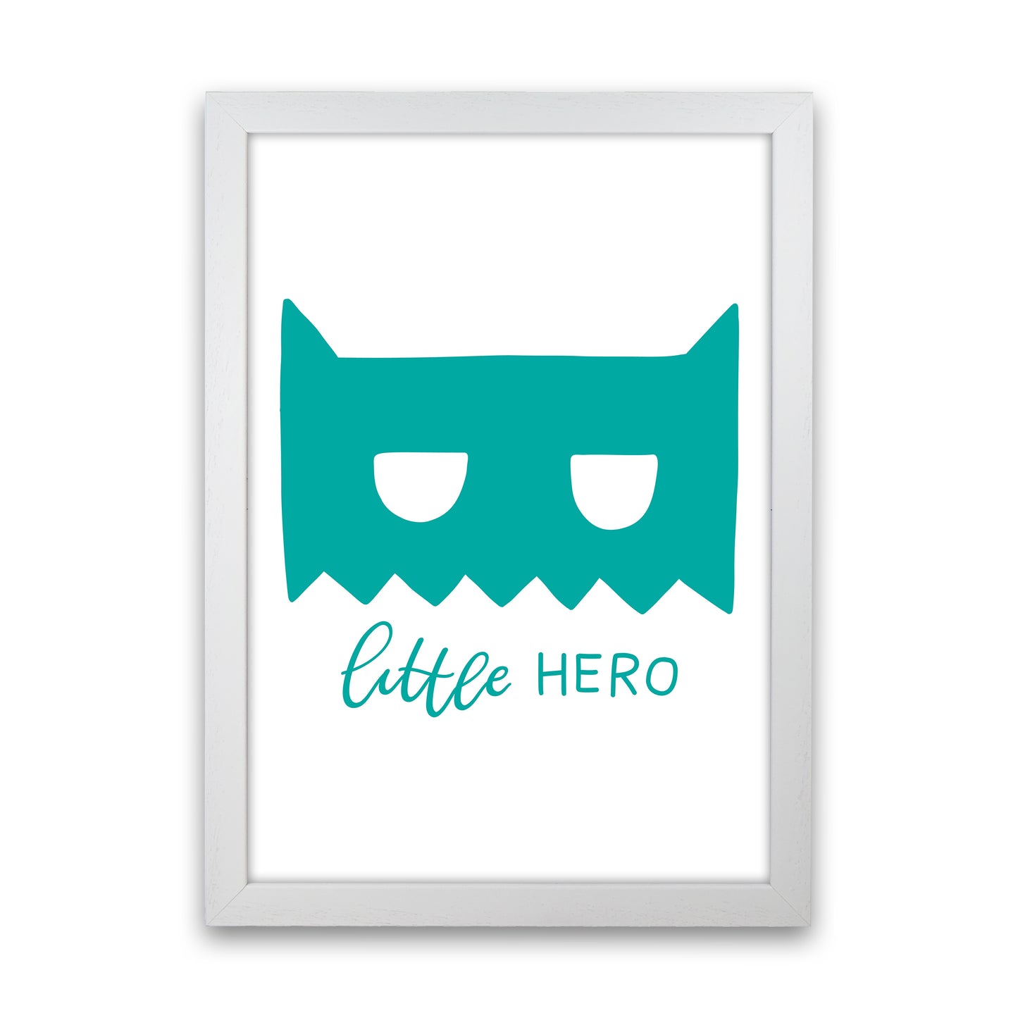 Little Hero Mask Teal Super Scandi Art Print by Pixy Paper White Grain