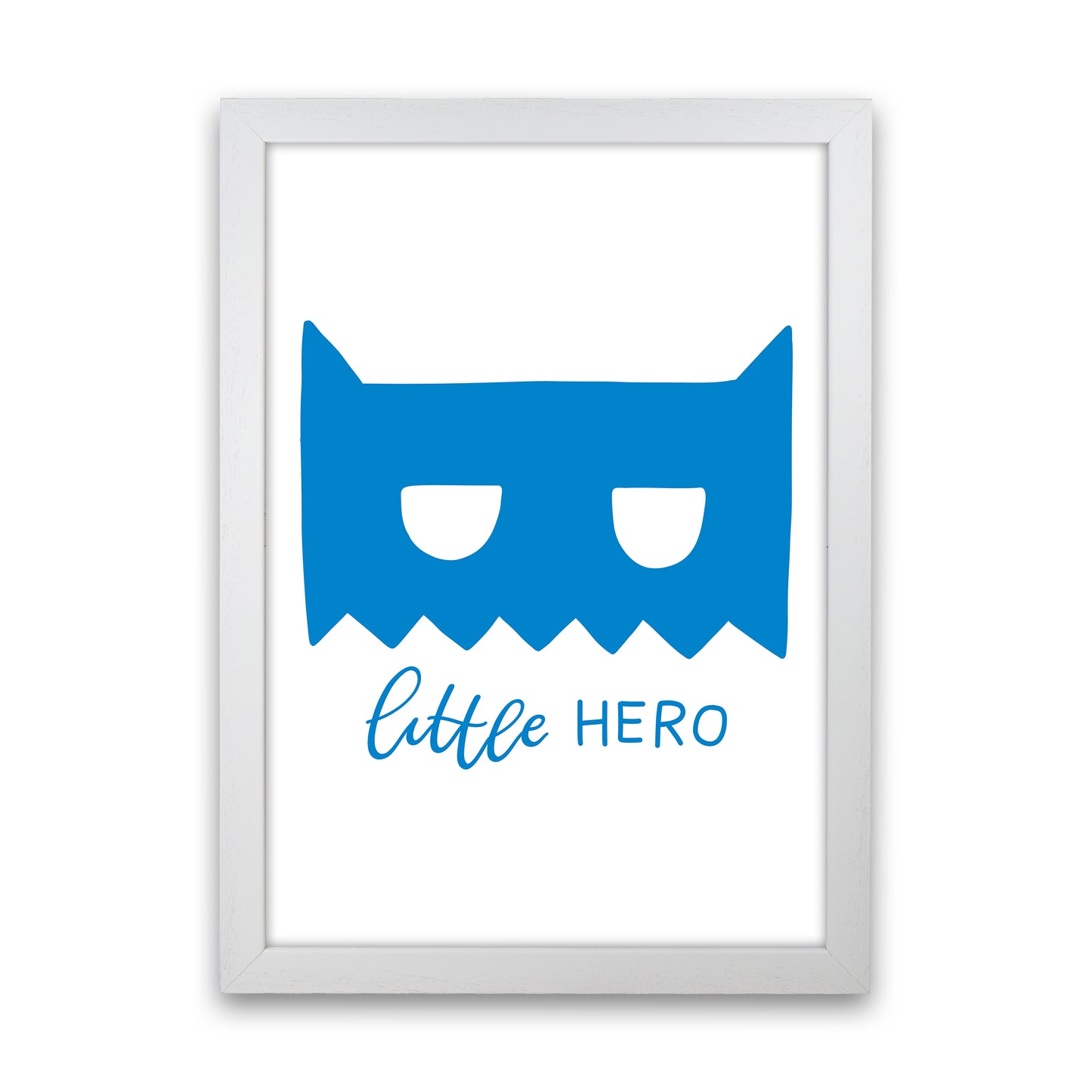 Little Hero Mask Blue Super Scandi Art Print by Pixy Paper White Grain