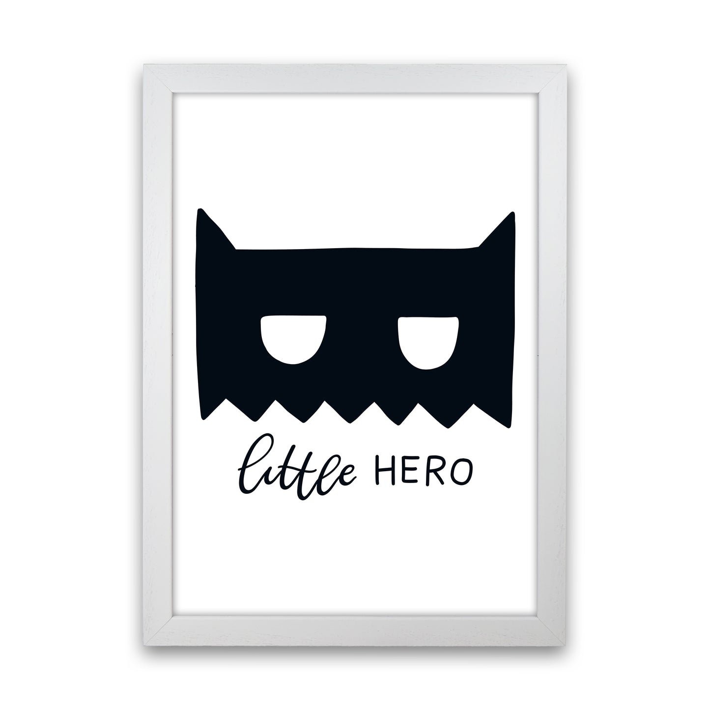 Little Hero Mask Super Scandi Black Art Print by Pixy Paper White Grain