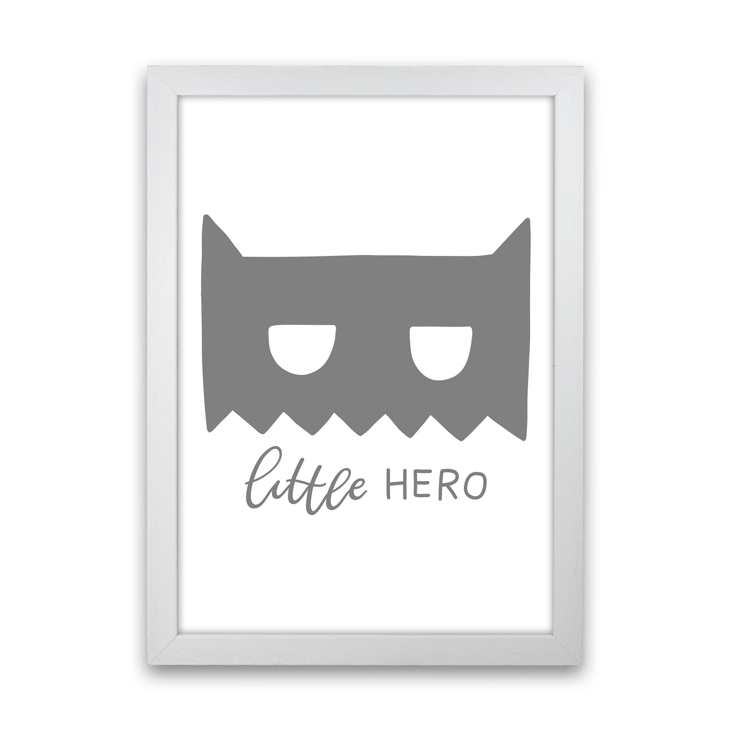 Little Hero Mask Super Scandi Grey Art Print by Pixy Paper White Grain