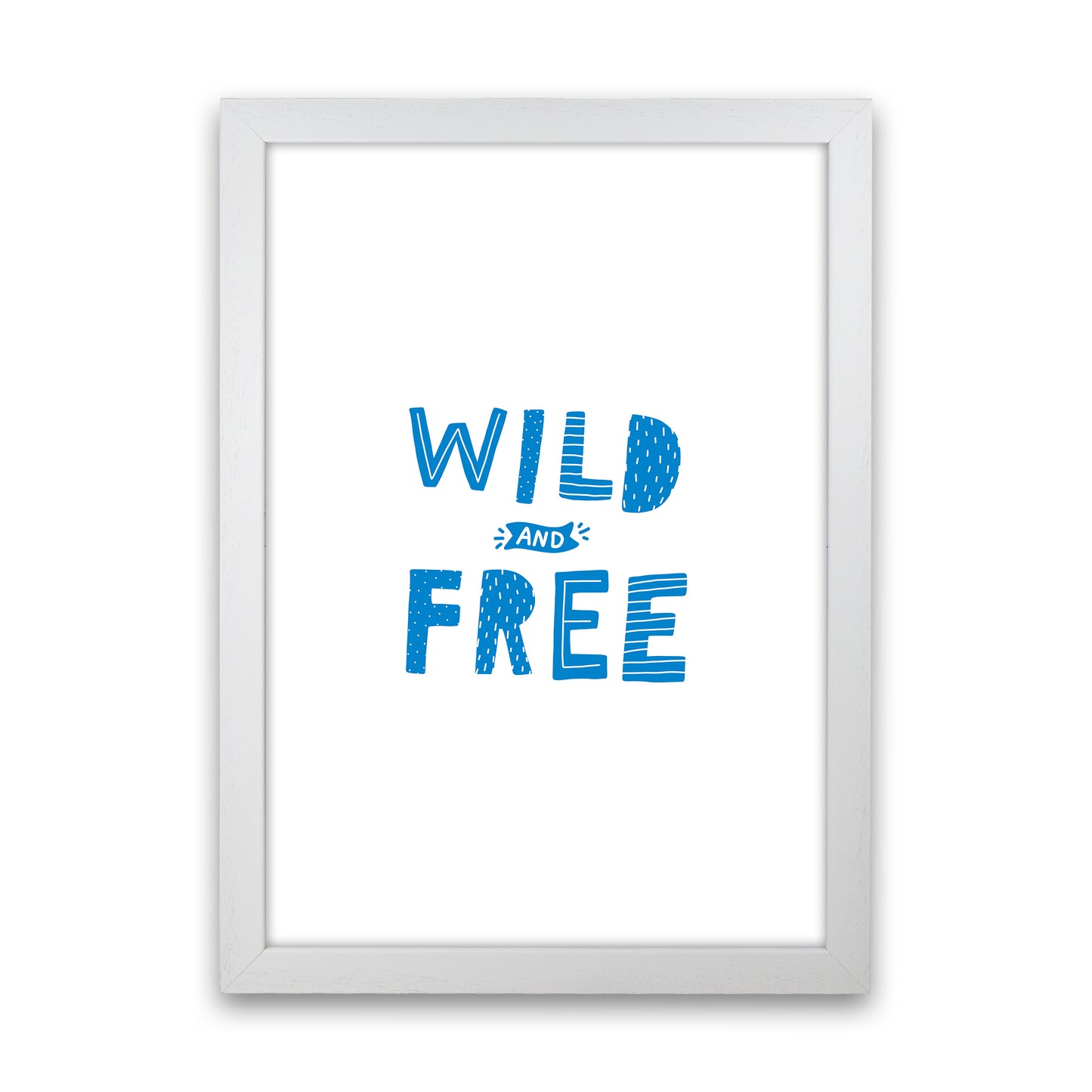 Wild And Free Blue Super Scandi Art Print by Pixy Paper White Grain