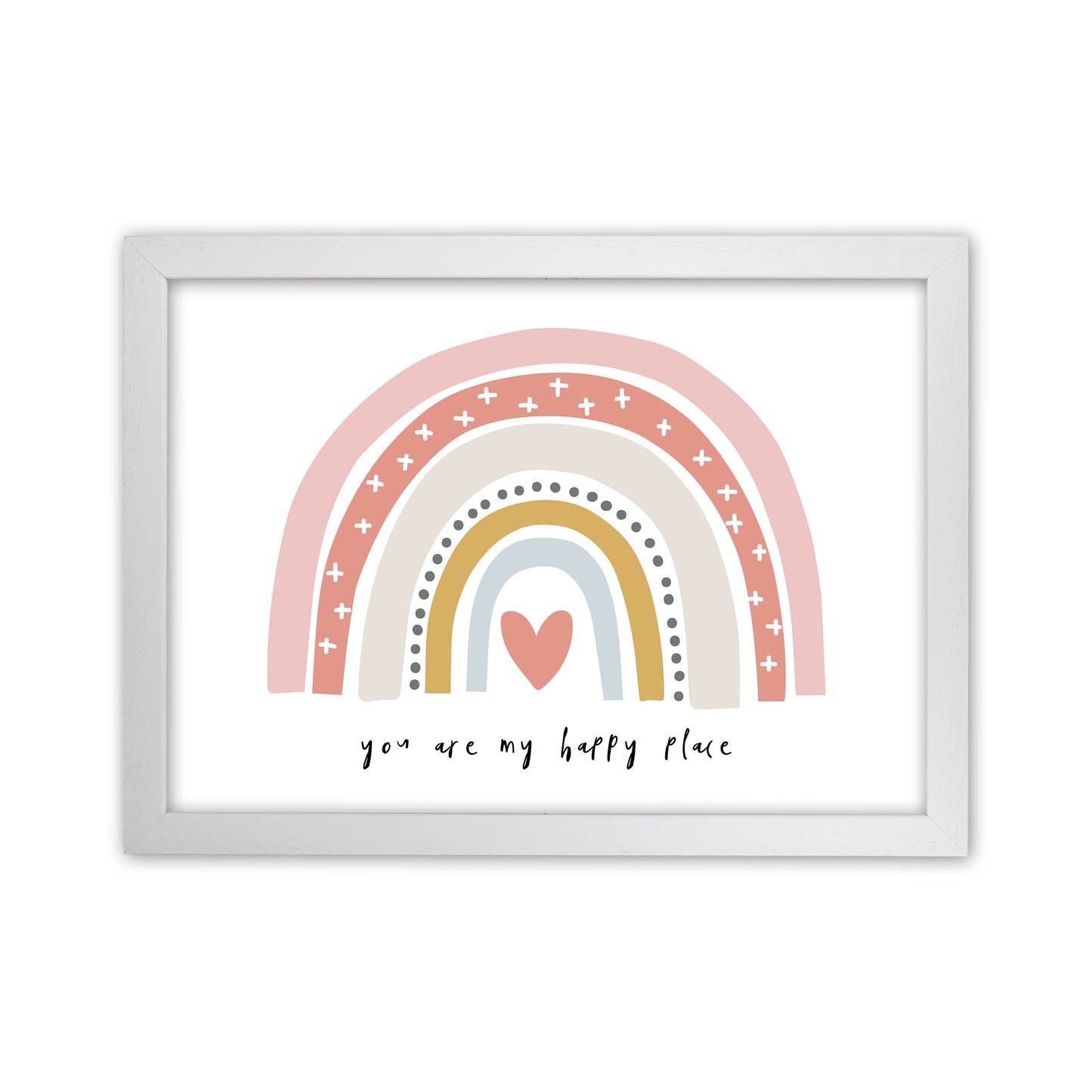 You Are My Happy Place Rainbow Art Print by Pixy Paper White Grain