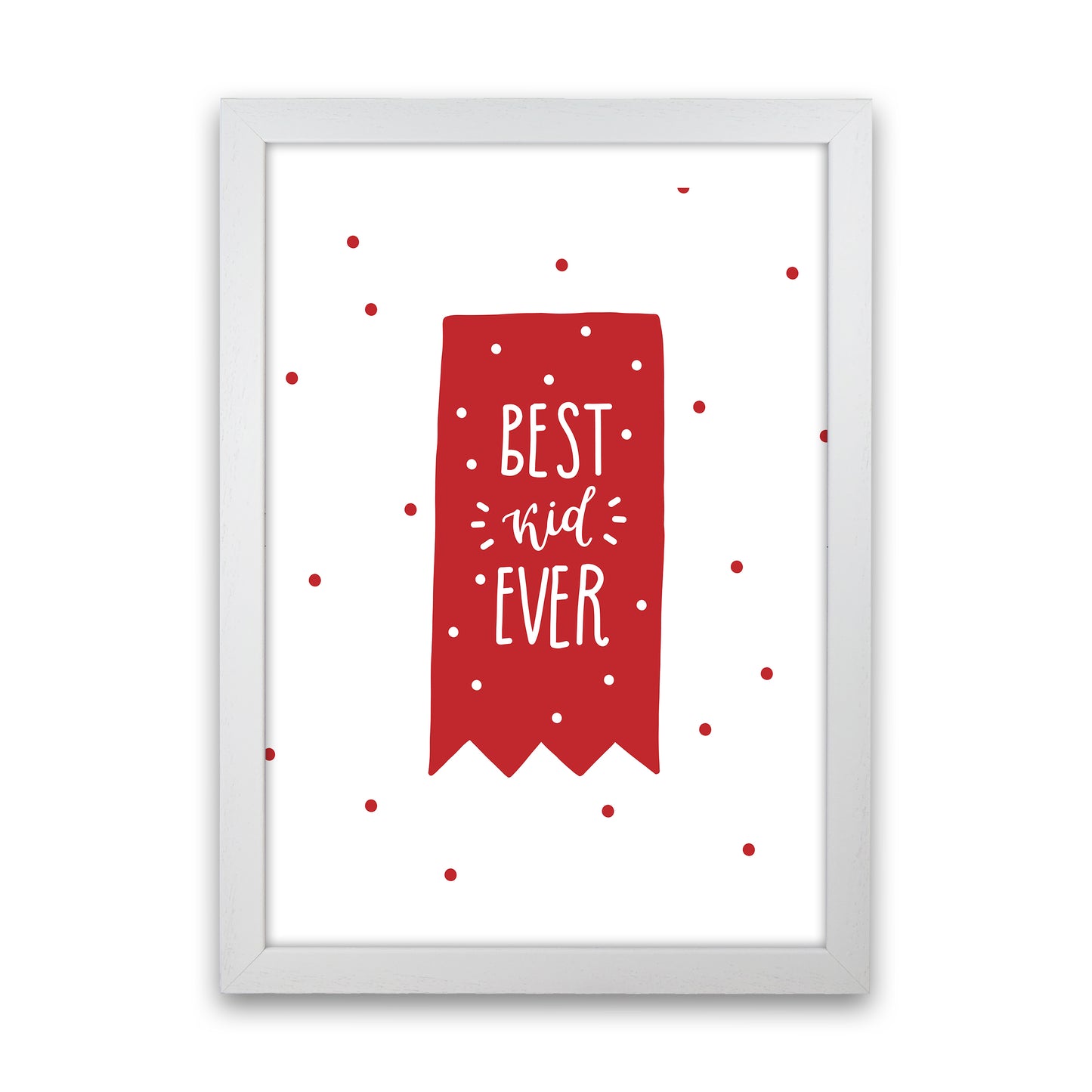 Best Kid Ever Red Super Scandi Art Print by Pixy Paper White Grain
