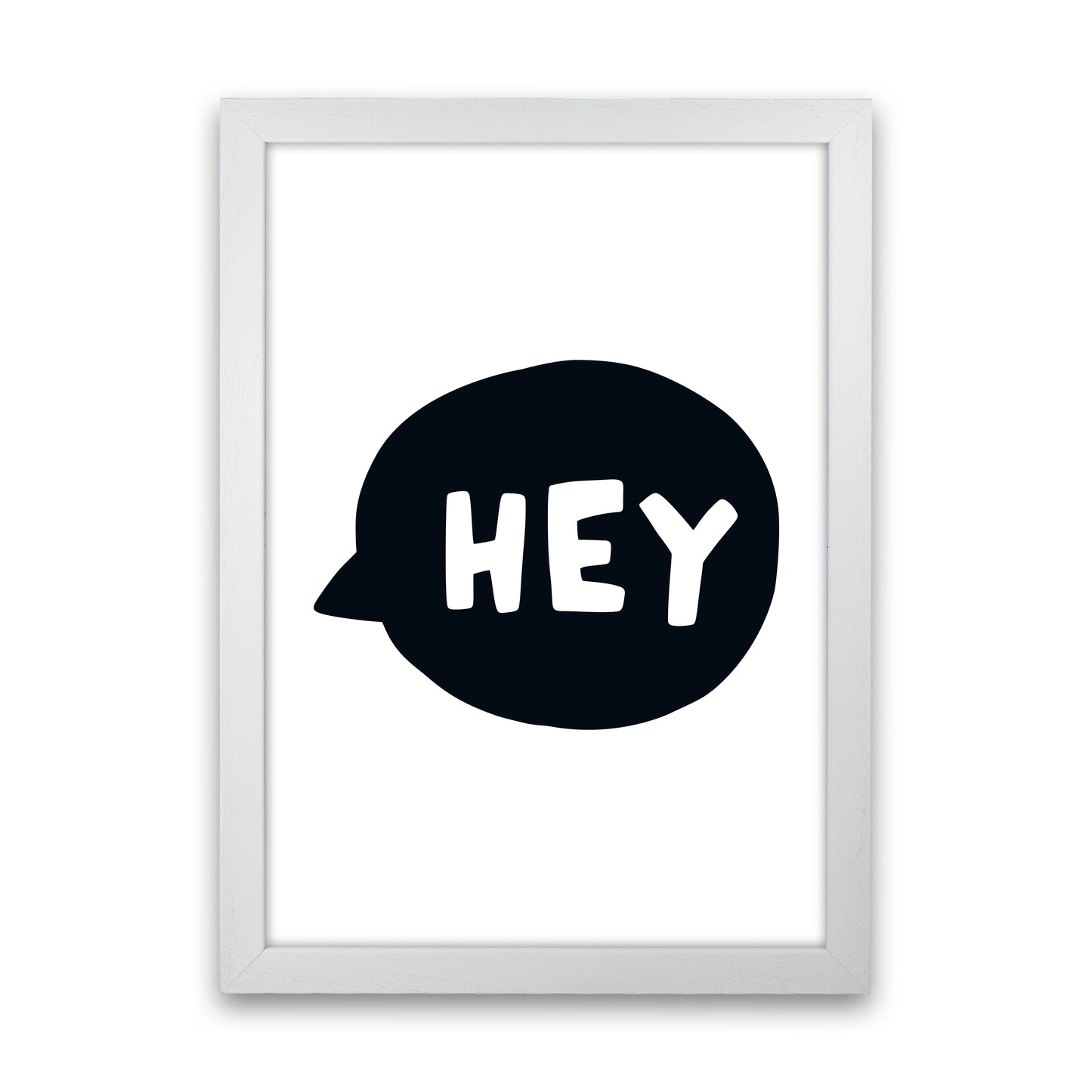 Hey Bubble Super Scandi Black Art Print by Pixy Paper White Grain