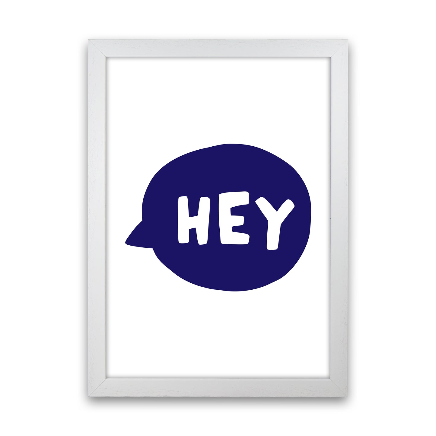 Hey Bubble Navy Super Scandi Art Print by Pixy Paper White Grain