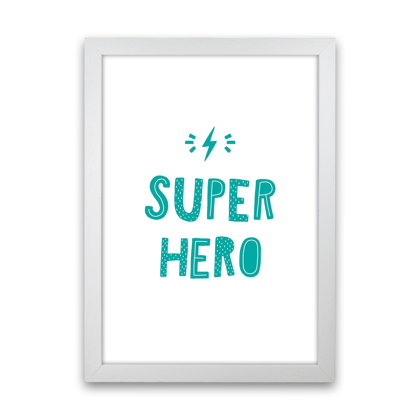 Super Hero Teal Super Scandi Art Print by Pixy Paper White Grain