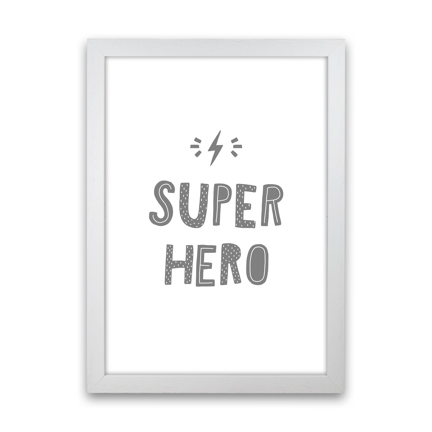 Super Hero Grey Super Scandi Art Print by Pixy Paper White Grain