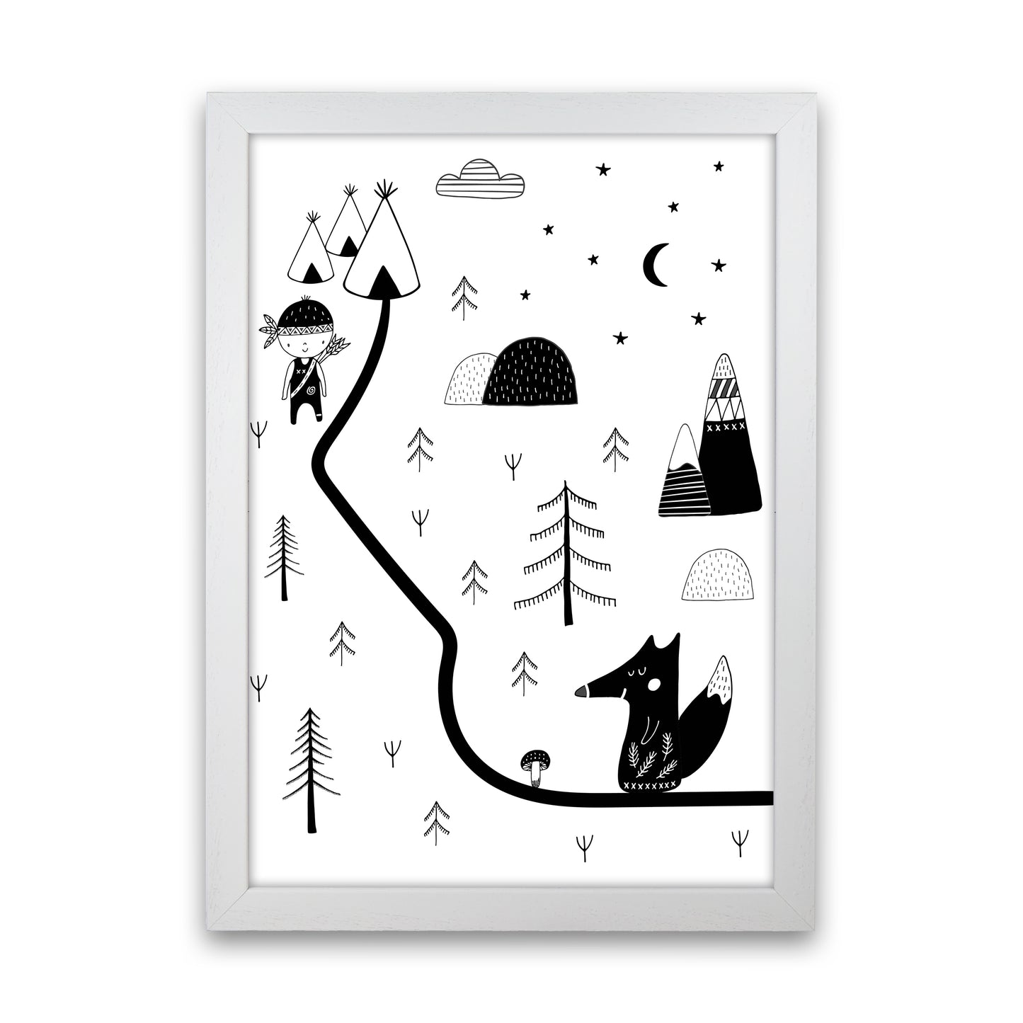 Little Explorer Winding Road Art Print by Pixy Paper White Grain