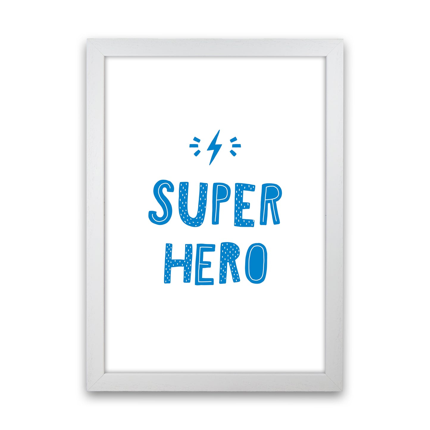 Super Hero Blue Super Scandi Art Print by Pixy Paper White Grain