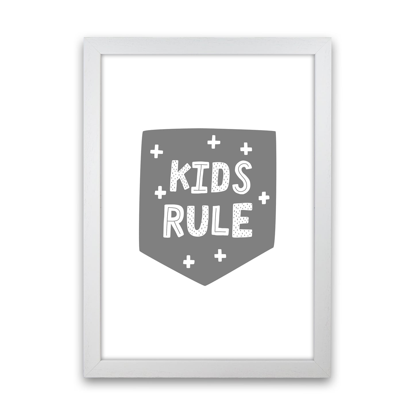 Kids Rule Super Scandi Grey Art Print by Pixy Paper White Grain