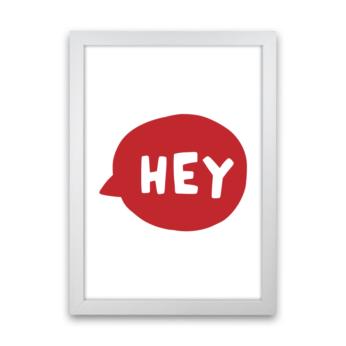 Hey Bubble Red Super Scandi Art Print by Pixy Paper White Grain