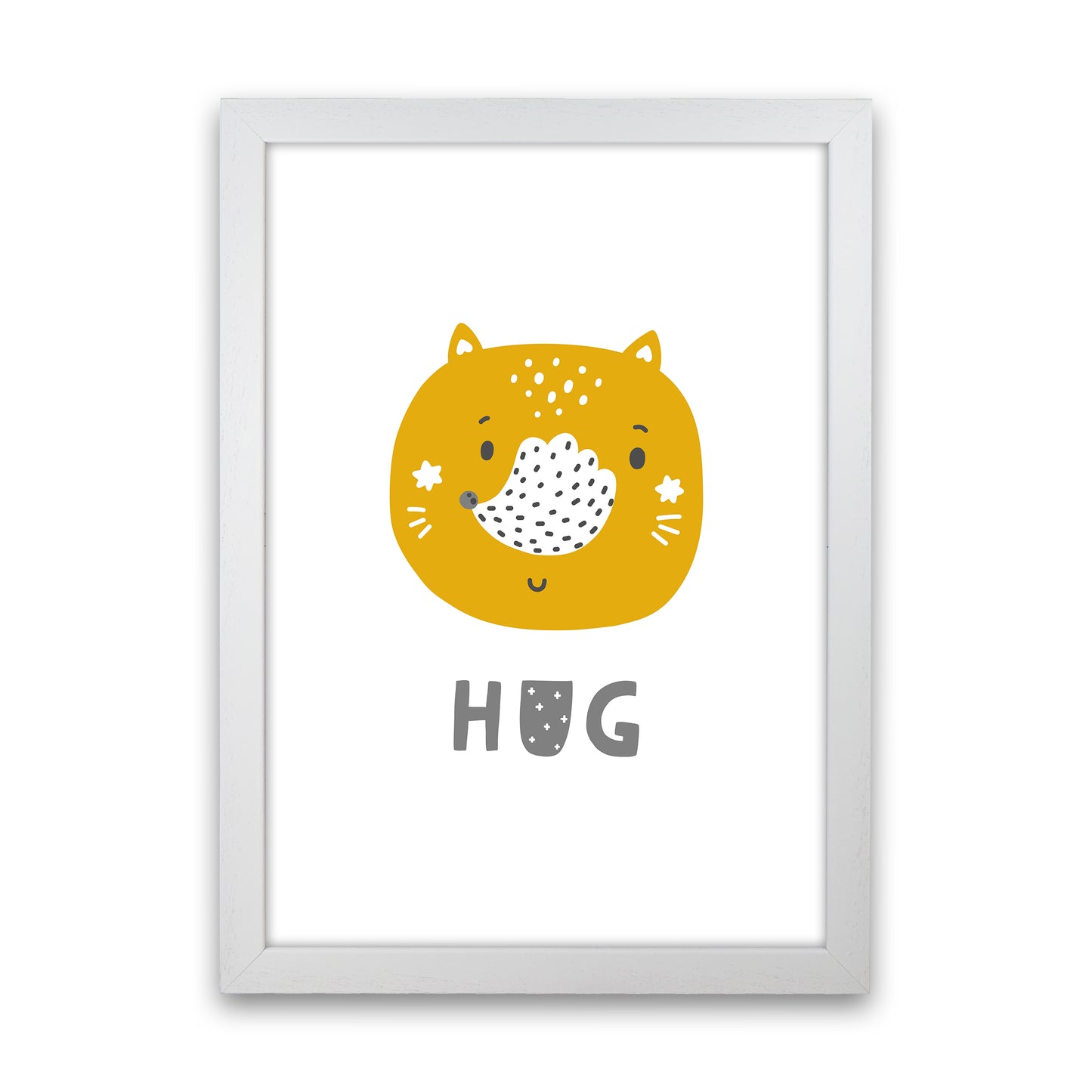 Fox Hug Super Scandi Grey Art Print by Pixy Paper White Grain